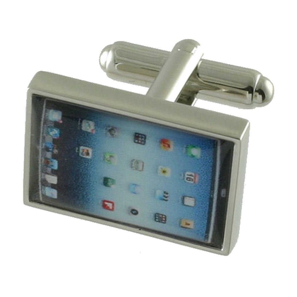 Handmade Tablet & iPad Computer Cufflinks with Black Leather Pouch - Unique Tech Accessory for Business Meetings & Formal Events