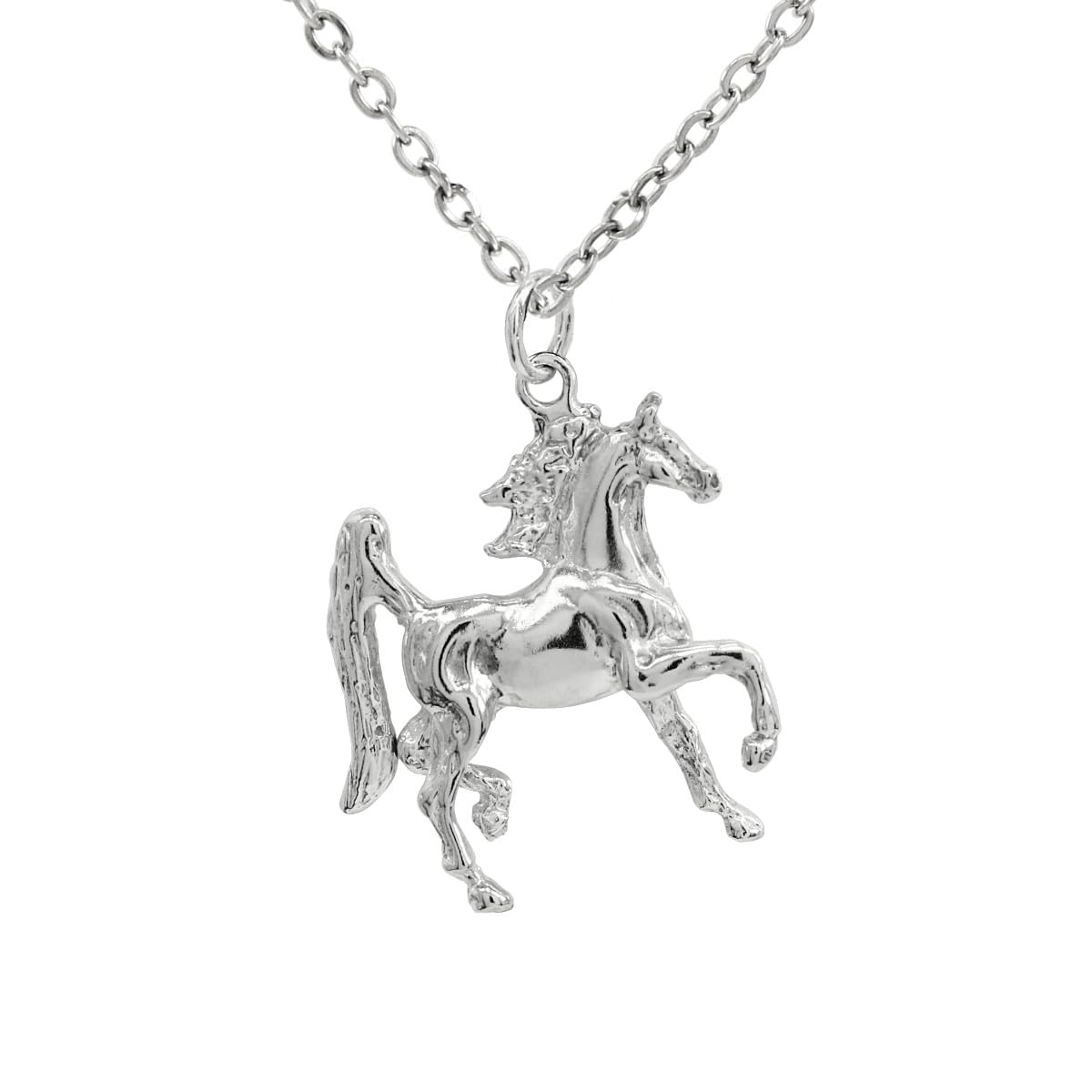 925 Sterling Silver Trotting Horse Pendant with 22