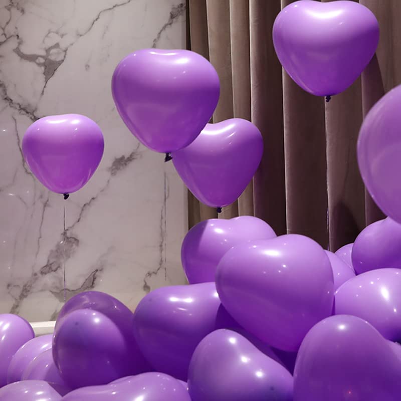 50 Pack 6-Inch Purple Heart Shaped Latex Balloons for Valentine's Day, Wedding Proposal, Anniversary, Birthday Party Decorations - Perfect for Romantic Events & Celebrations