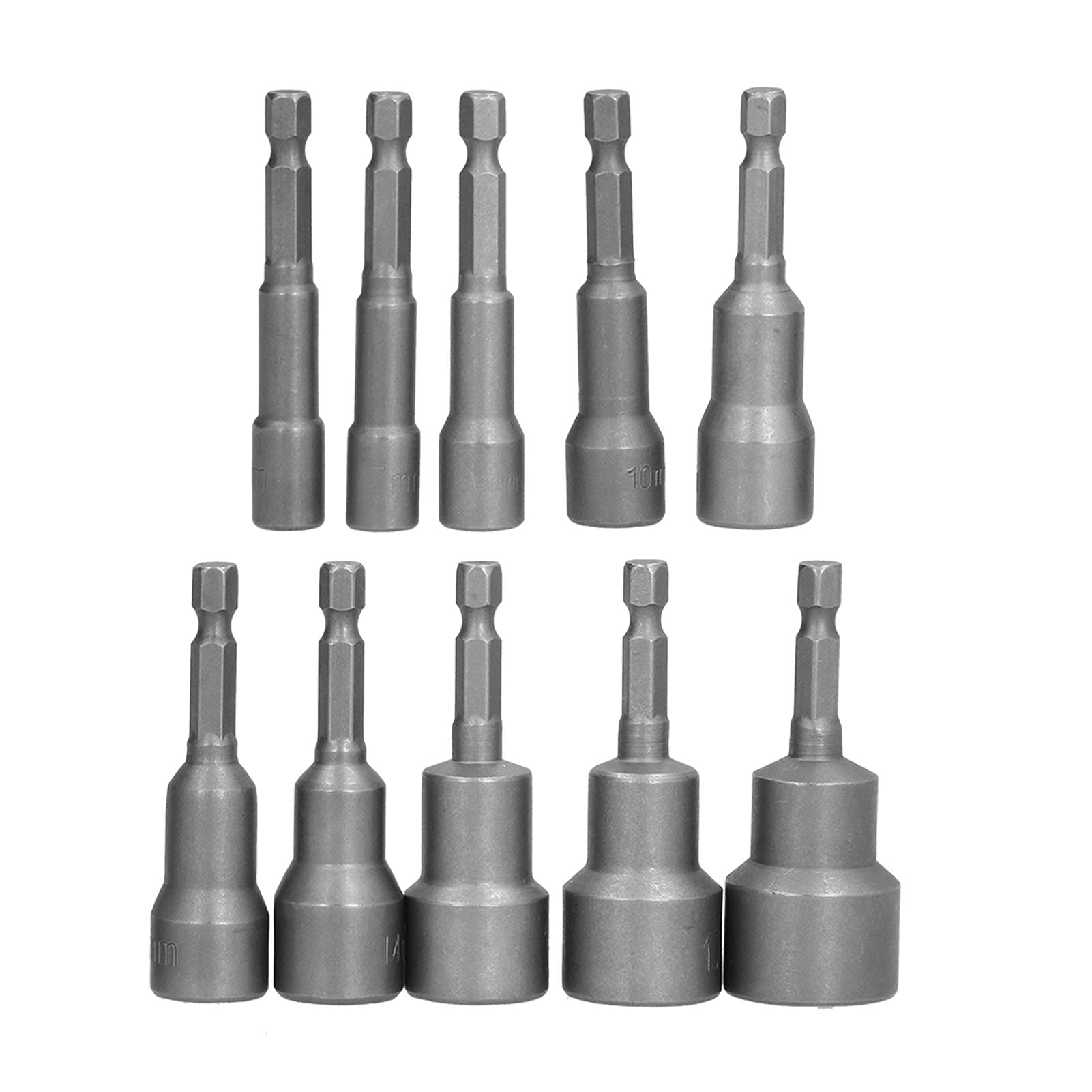 10Pcs 1/4 Inch Hex Shank Magnetic Nut Driver Drill Bit Set - Strong Magnetic Socket Wrench for Screwdriving & DIY Projects - Perfect for Automotive Repair, Furniture Assembly, and Home Improvement