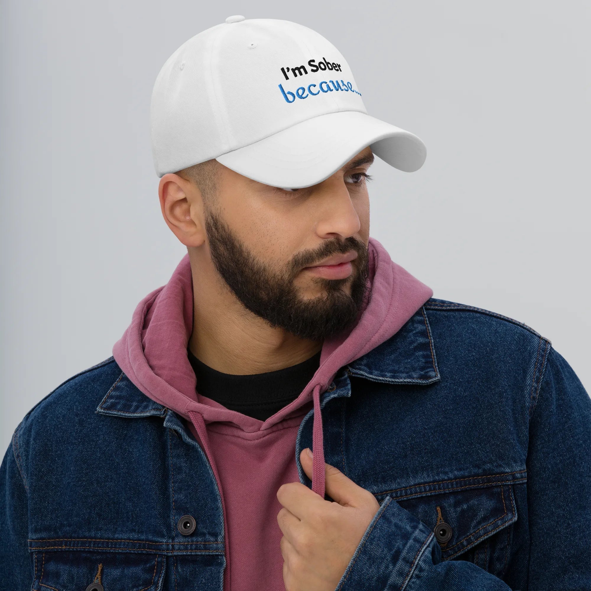 I'm Sober, Because... Dad Hat - Motivational Sobriety Baseball Cap for Men & Women - Perfect for Recovery Meetings, AA Support & Daily Encouragement