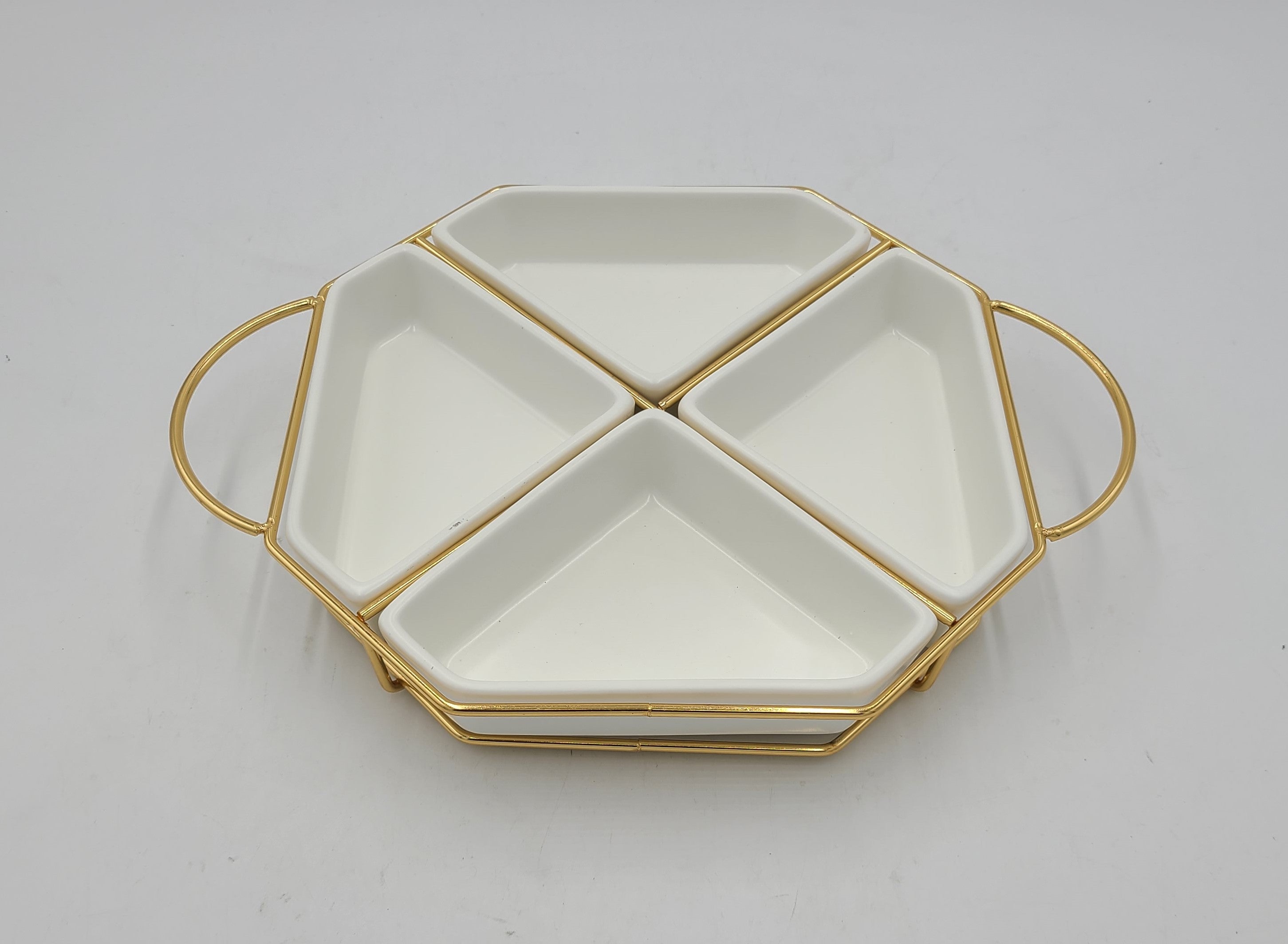 12-Piece 4-Section Dish with Metal Stand - 16-Pack for Catering, Buffets, and Party Serving | Durable Stainless Steel Serving Tray for Restaurants, Events, and Home Entertaining