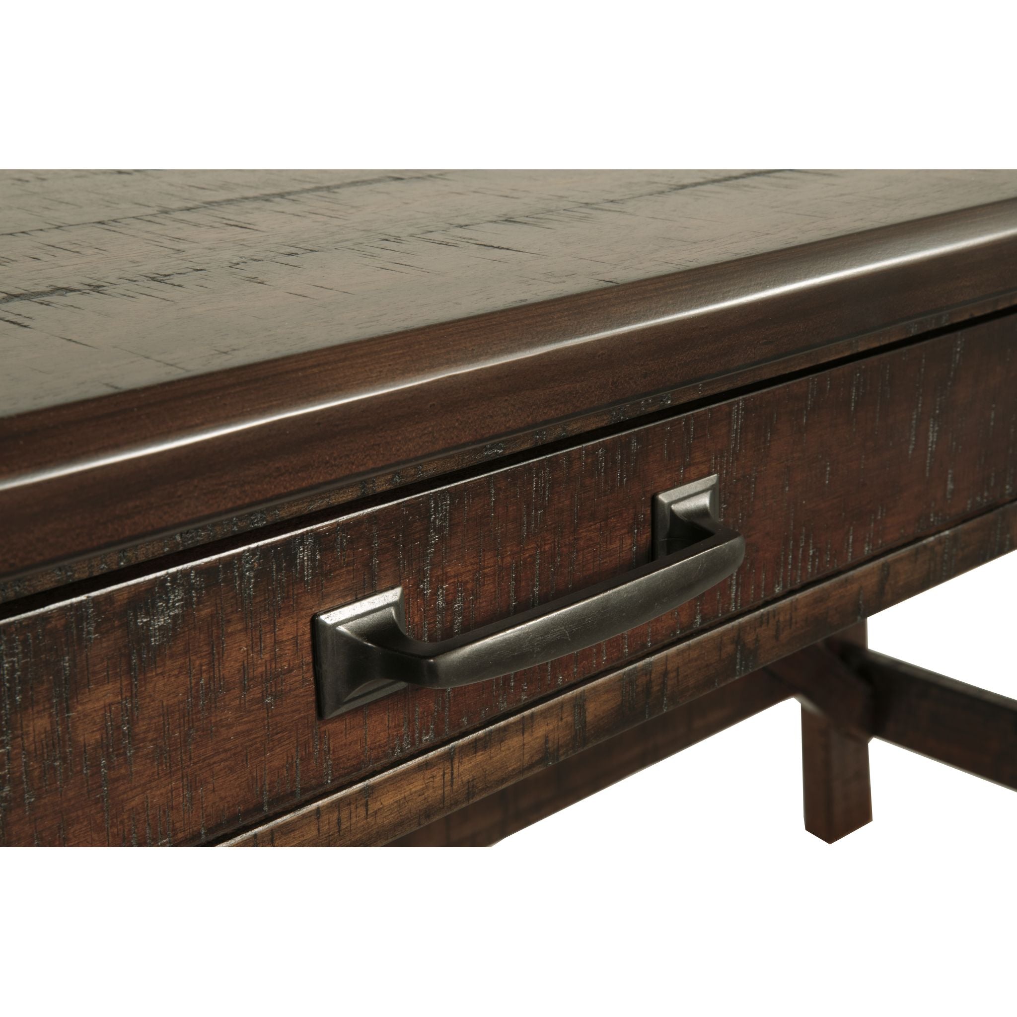 Baldridge Desk in Rustic Brown - Solid Wood Home Office Desk for Study & Work - Perfect for Home Office, Study Room & Workspace