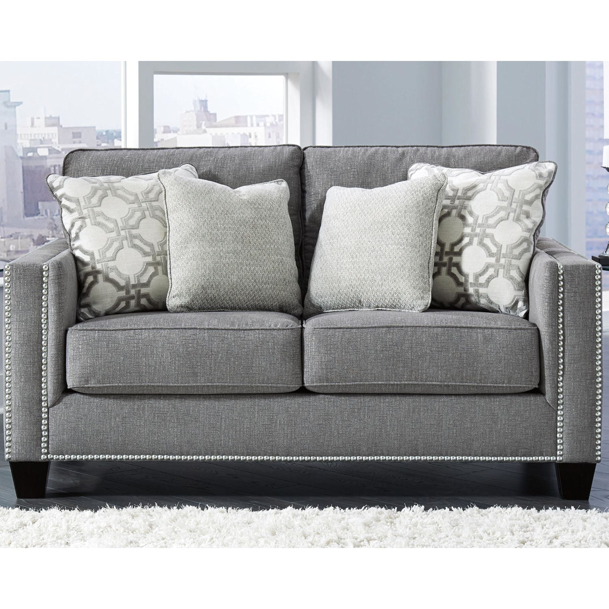Barrali Loveseat Sofa - Modern 2-Seater Couch with Comfortable Cushions in Soft Gray (Fog) - Perfect for Living Room, Apartment, or Small Space Decor