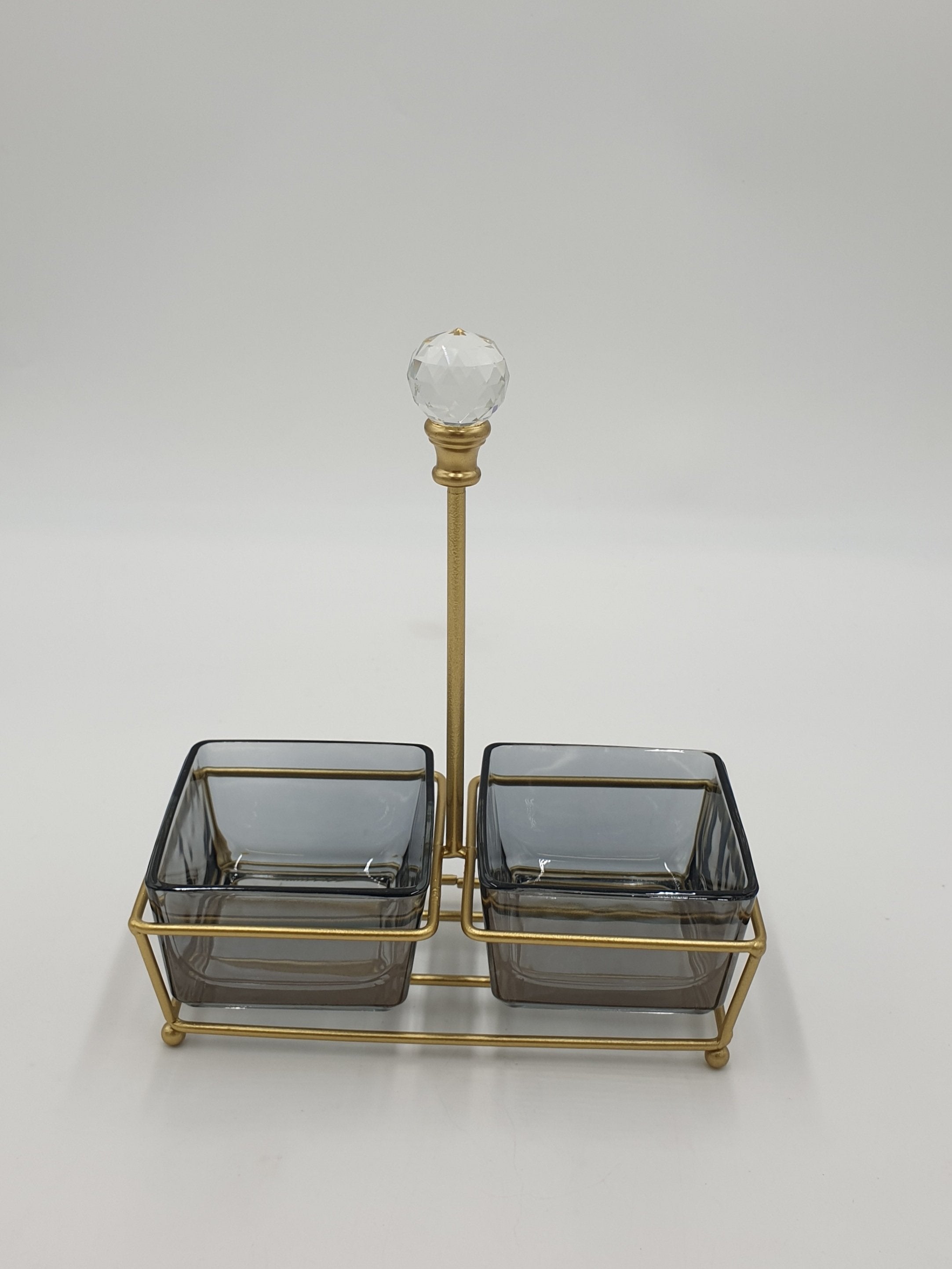 2-Piece Glass Bowl Set with Gold Stand - Elegant Serving Bowls for Salads, Desserts, and Party Snacks - Perfect for Entertaining and Home Decor