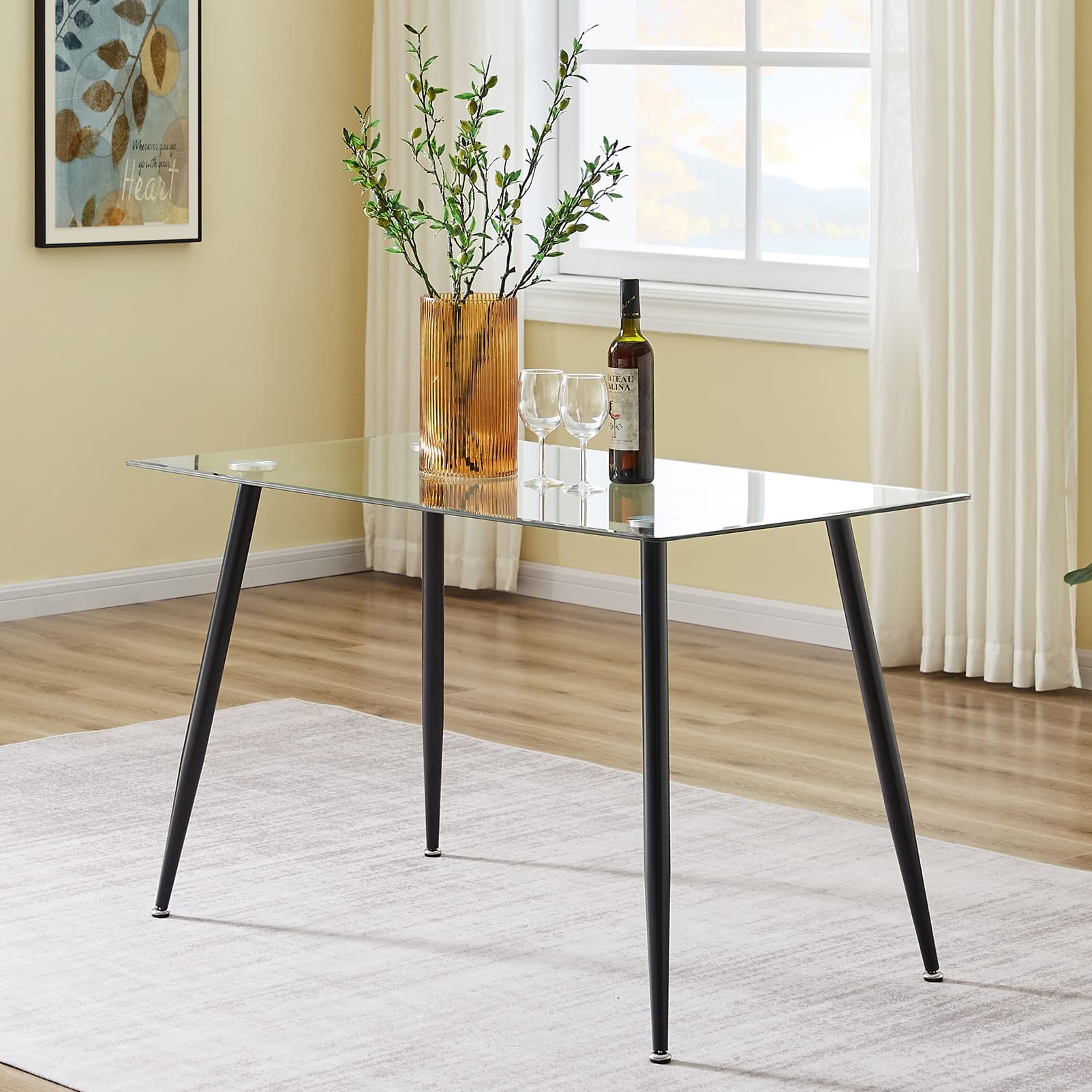 Modern 4-Person Glass Dining Table - 47.2