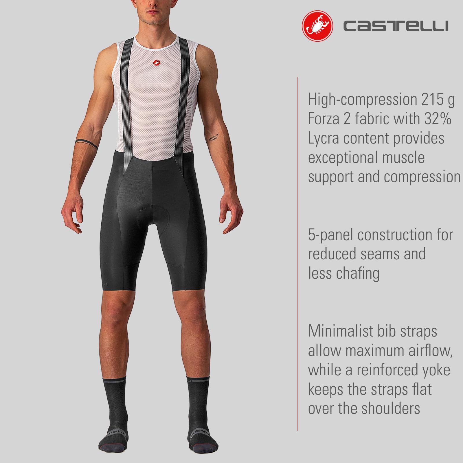 CASTELLI Men’s Free Aero RC Bibshort - Pro-Level Cycling Shorts with Premium Seat Pad for Road Biking & Competitive Racing | Perfect for Long-Distance Rides & High-Performance Training