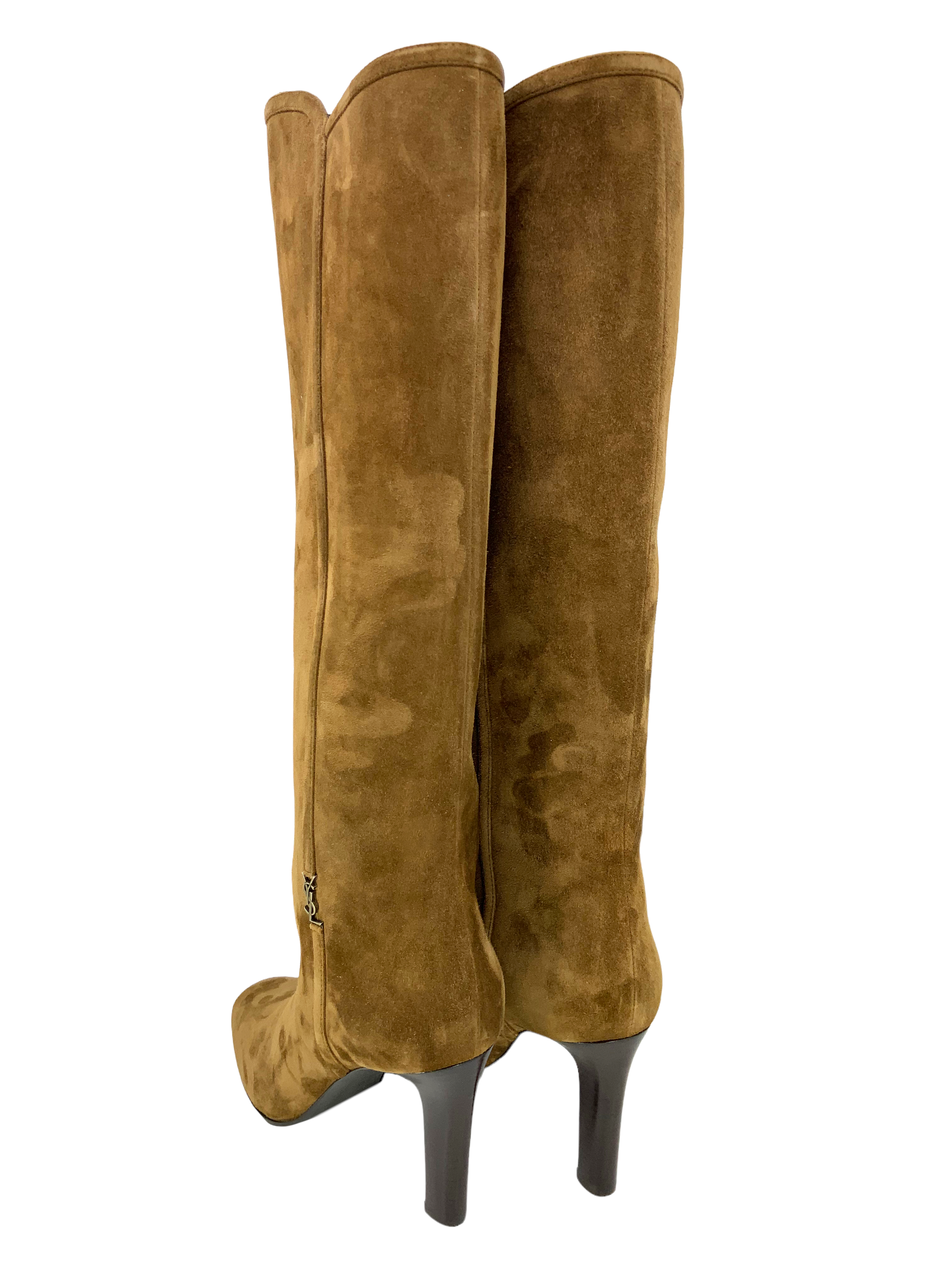 SAINT LAURENT Jane 90 Suede Knee High Boots Women's Size 7.5 - Brand New Luxury Boots for Fall Winter Fashion, Date Night & Office Wear
