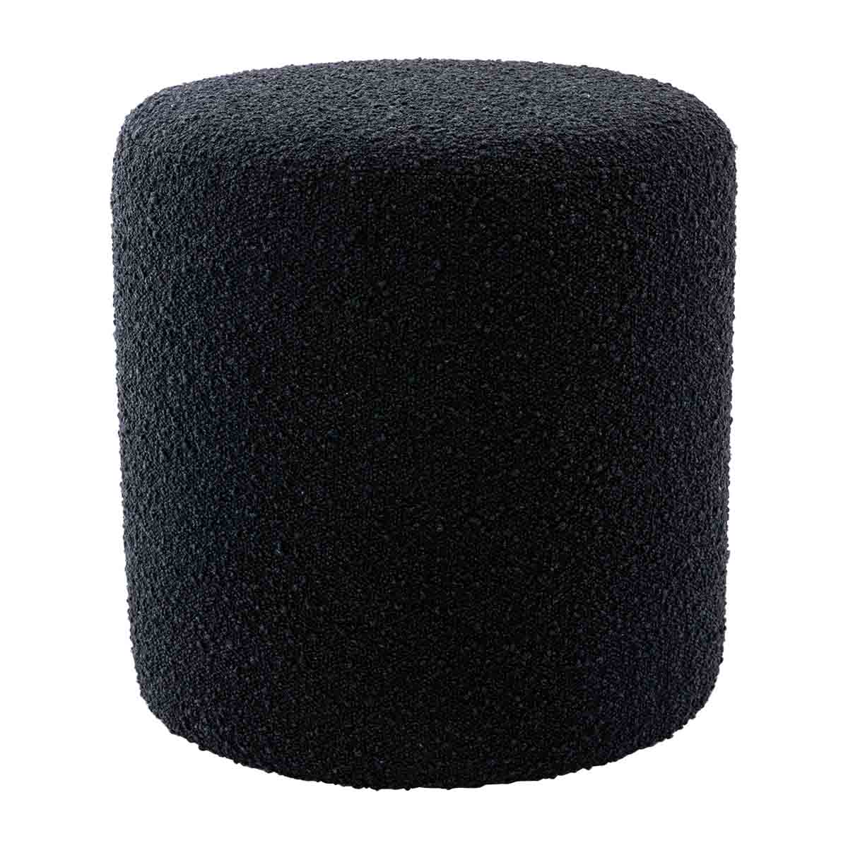 Juliette Boucle Ottoman 16 Inch Round Tufted Storage Stool - Modern Upholstered Footrest Pouf for Living Room, Bedroom, Nursery | Cream Velvet Fabric with Wooden Legs | Multi-Functional Home Decor