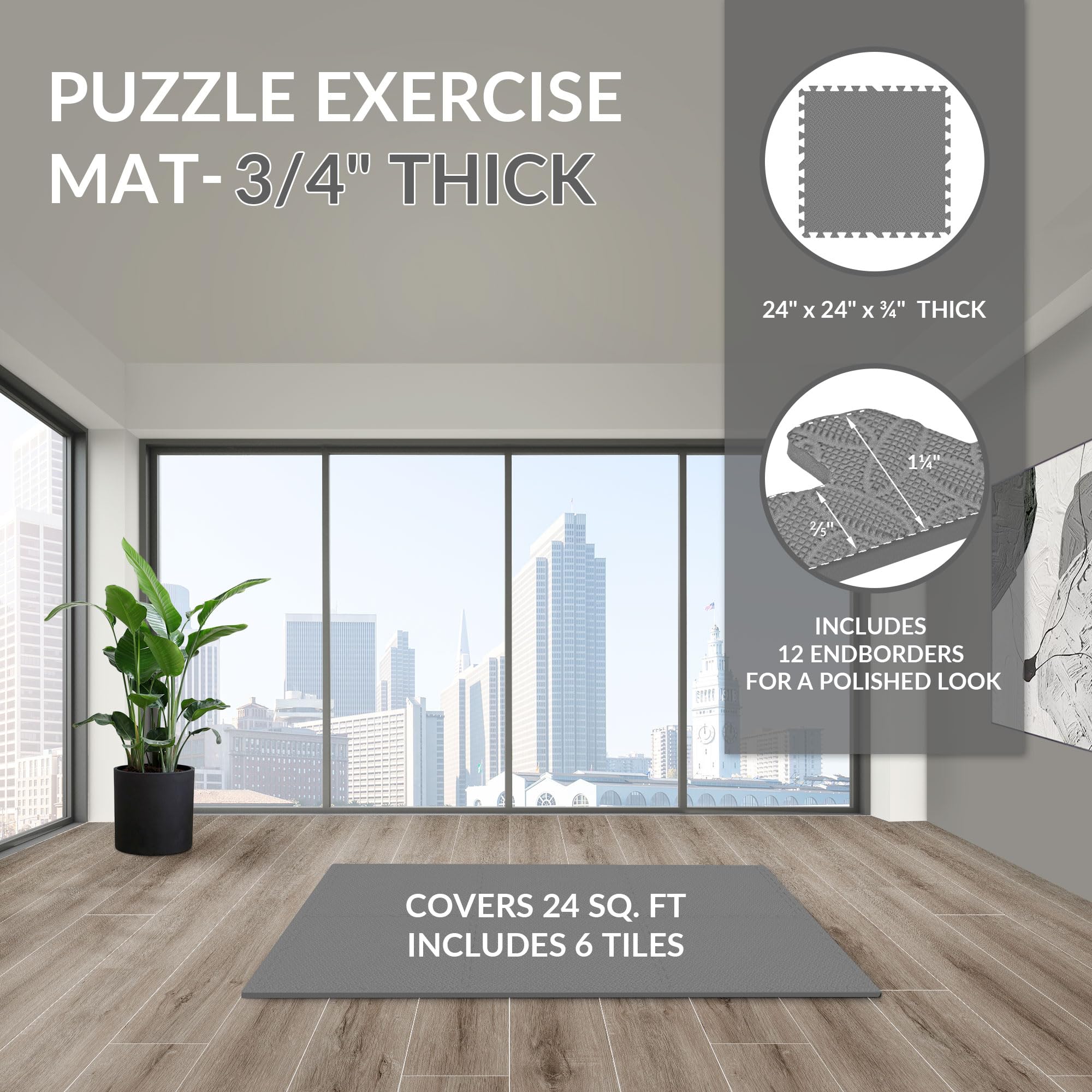 Signature Fitness EVA Foam Interlocking Puzzle Exercise Mat - Non-Slip Flooring for MMA, Yoga, Gymnastics & Home Gym - Multiple Sizes - Perfect for Workouts, Playrooms & Garage Gyms