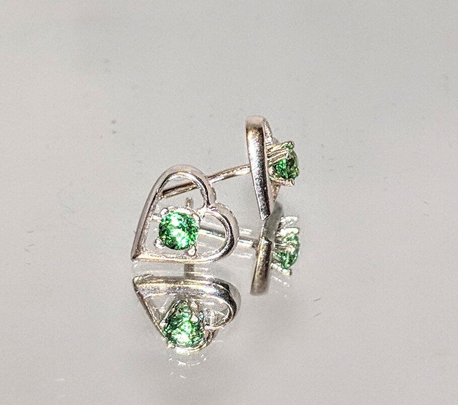 Genuine Sapphire, Ruby & Emerald Heart Stud Earrings - Sterling Silver Birthstone Jewelry for Women | Perfect Gift for Valentine's Day, Anniversary & Special Occasions