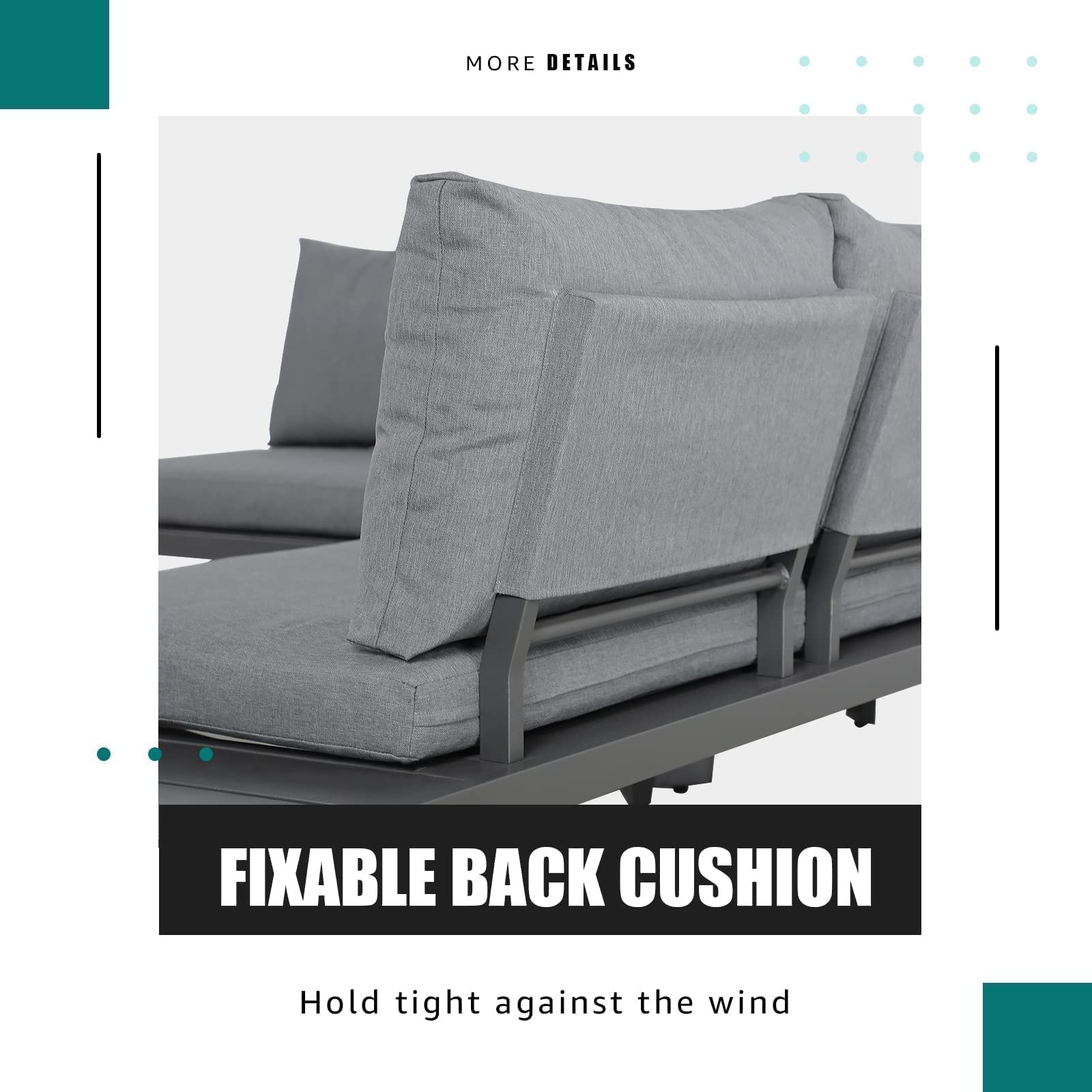 Soleil Jardin 4-Piece Outdoor Patio Furniture Set - L-Shaped Aluminum Sectional Sofa with Coffee Table, All-Weather Wicker Conversation Set with Cushions (Dark Grey) for Backyard, Garden, Poolside & Patio Relaxation