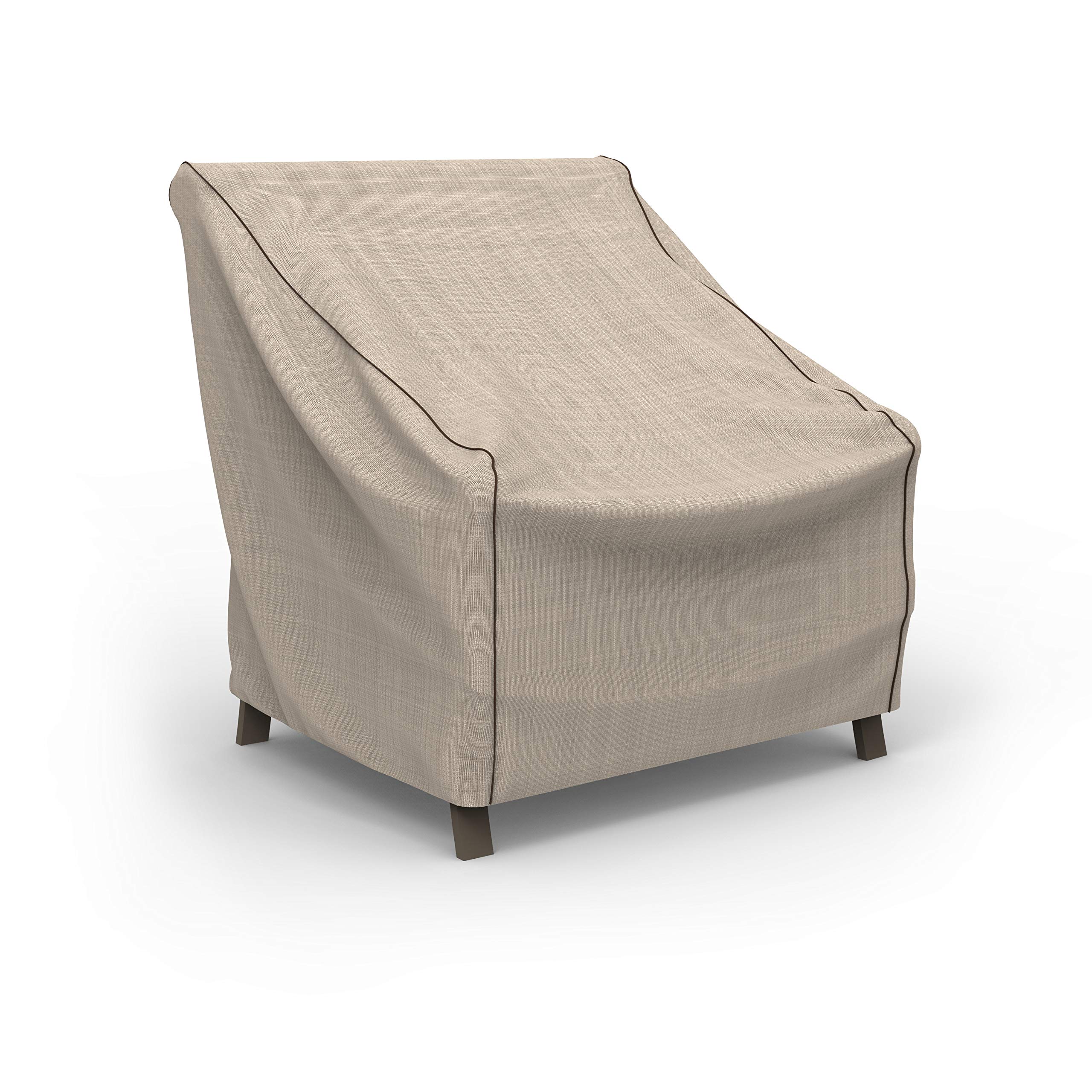 Budge NeverWet Waterproof Patio Chair Cover - Medium Size, Black Ivory - All-Weather Protection for Outdoor Furniture, Garden, Deck & Poolside Use