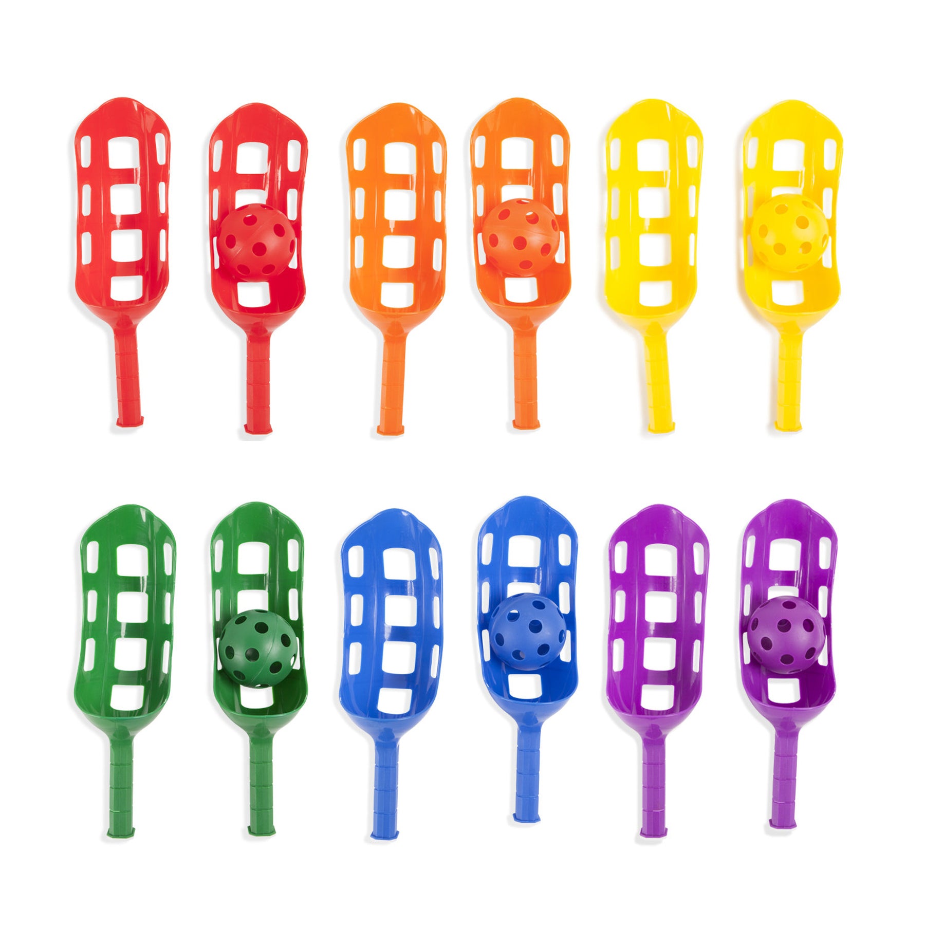 Champion Sports Colorful Scoop Ball Set - 6-Piece Outdoor & Indoor Catch Game for Kids & Adults - Perfect for Backyard, Beach, Park, and Family Fun Activities