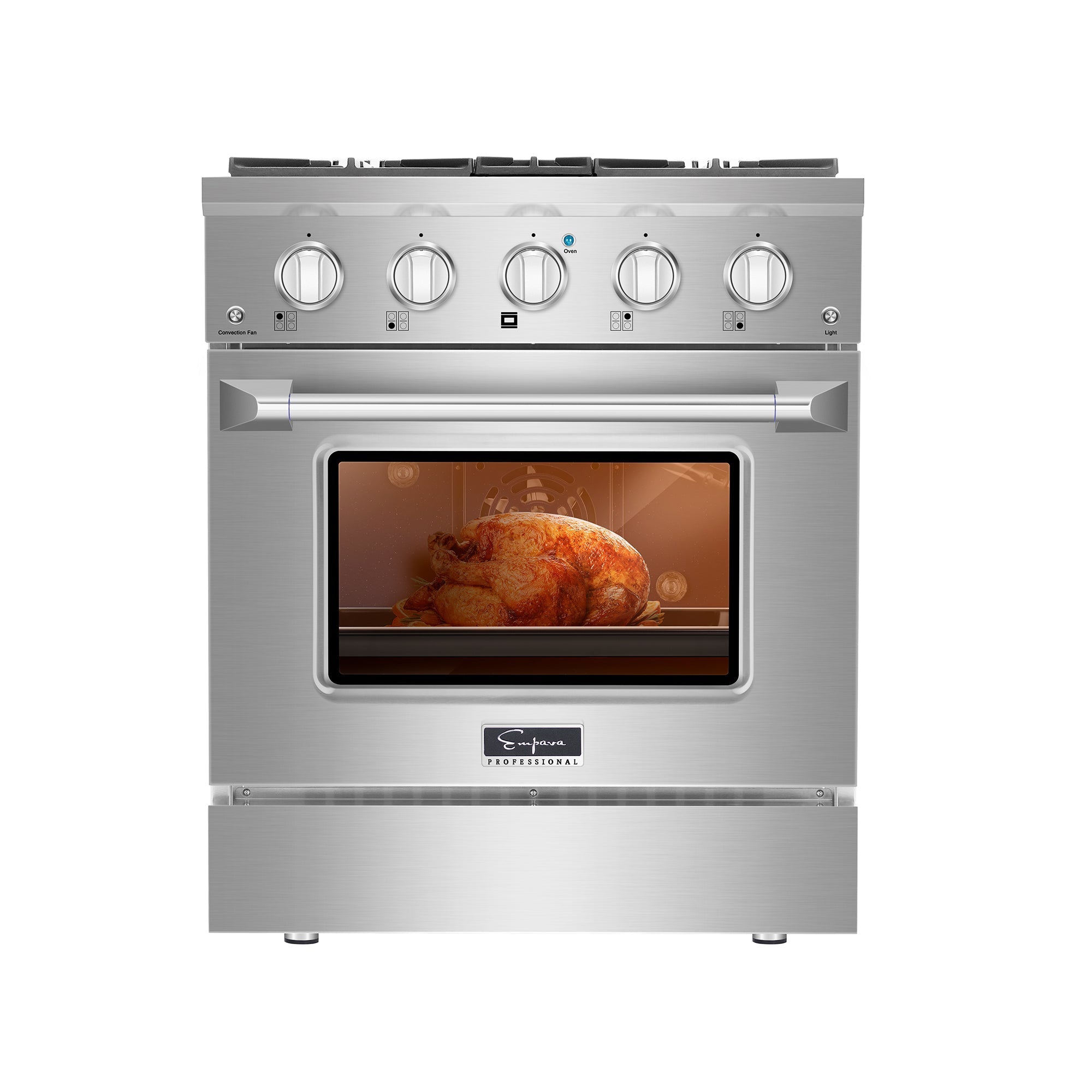 Empava 30 Inch Stainless Steel Pro Style Freestanding Gas Range - 30GR07 | Professional Kitchen Appliance for Home Chefs & Cooking Enthusiasts | Perfect for Baking, Roasting & Stovetop Cooking