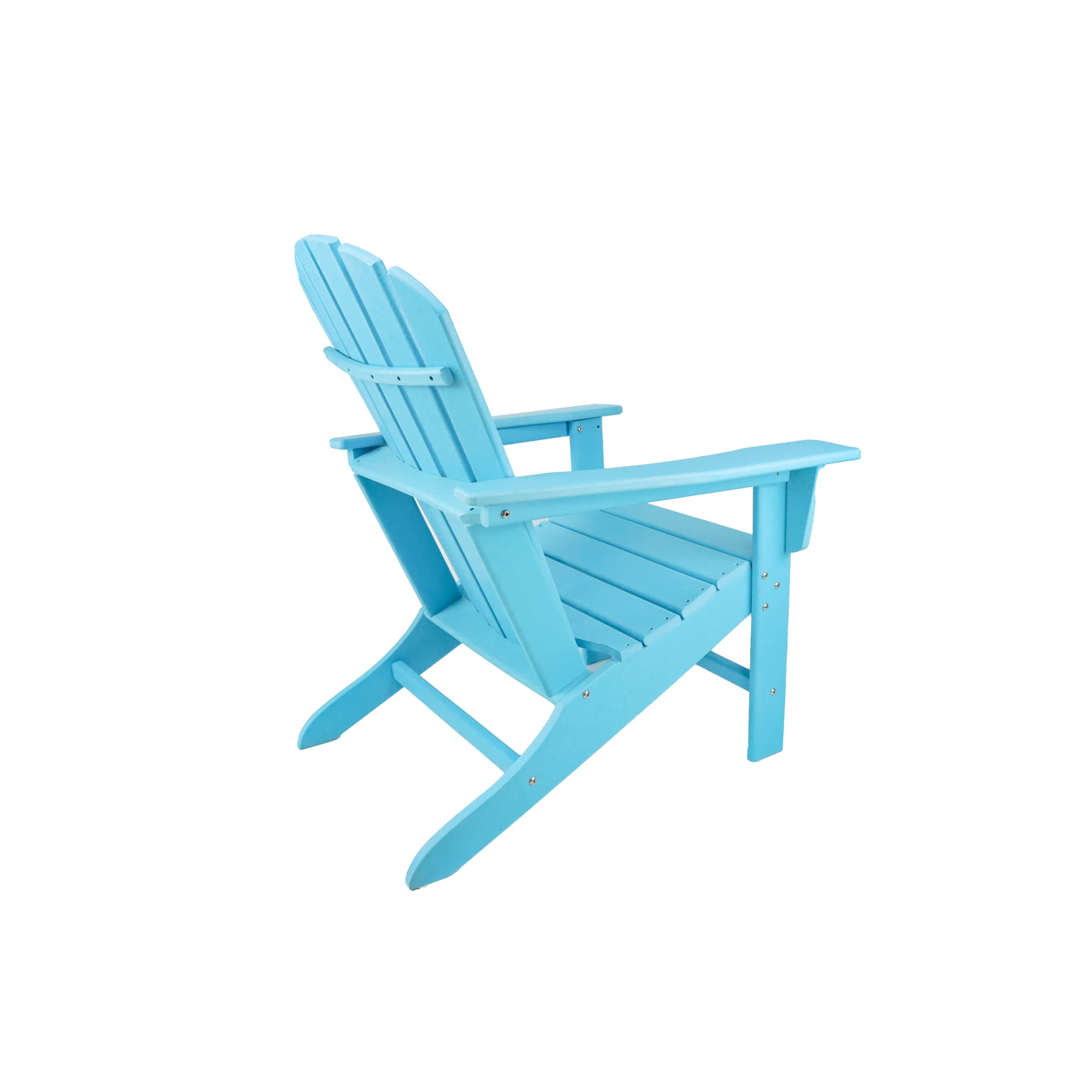 Blue Plastic Adirondack Chair - Outdoor Patio Recliner with Arms for Backyard, Garden, Poolside & Deck - Weather-Resistant Leisure Chair for Relaxing in Sun or Shade