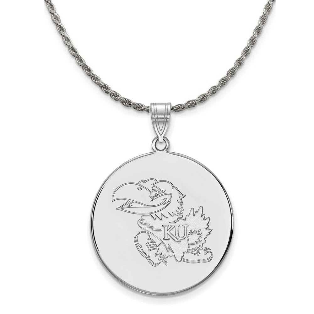 Kansas XL Disc Pendant Necklace - Sterling Silver Black Bow for Gameday