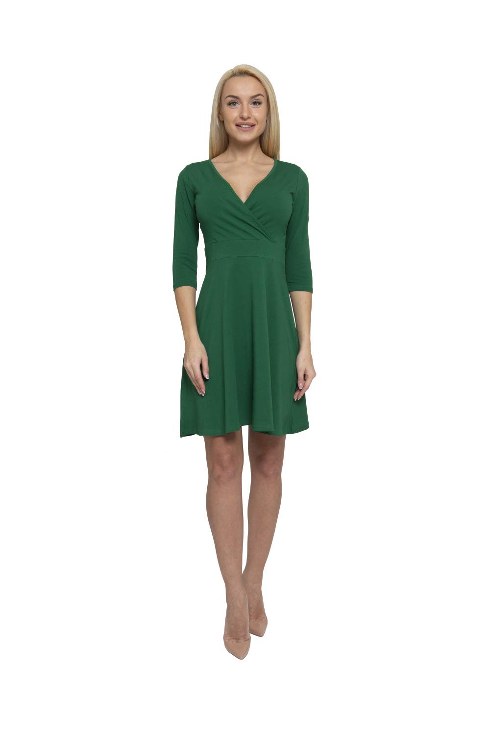 Lunarable Women's Cross Wrap A-Line Long Sleeve Dress - Elegant Flowy Midi Dress for Casual Outings, Date Nights & Special Occasions
