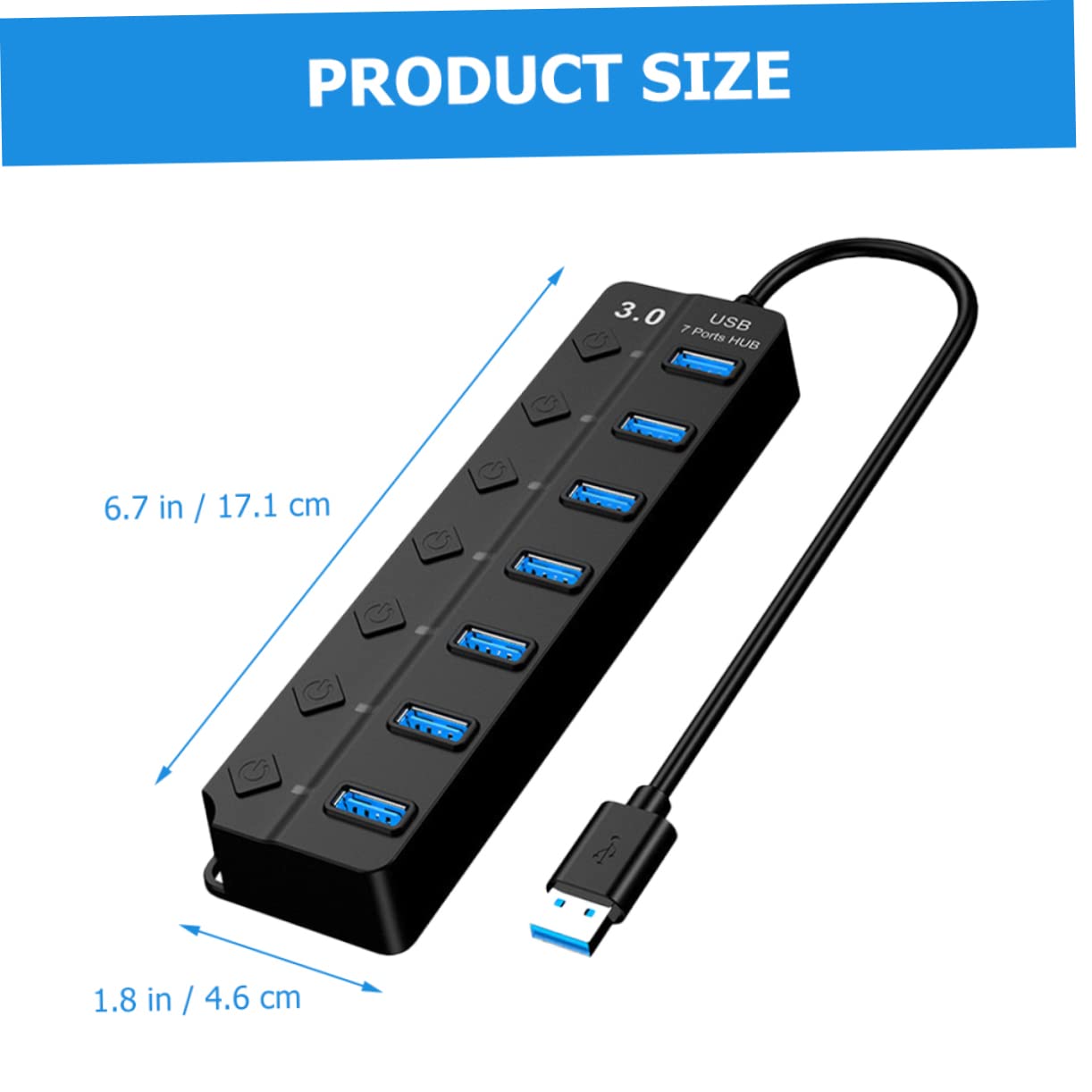 Jojofuny 5-Port USB Hub Splitter - High-Speed USB 2.0 Expander with 7 Additional Ports for Laptop, PC, Mac - Perfect for Office, Home & Travel Use with Multiple Devices