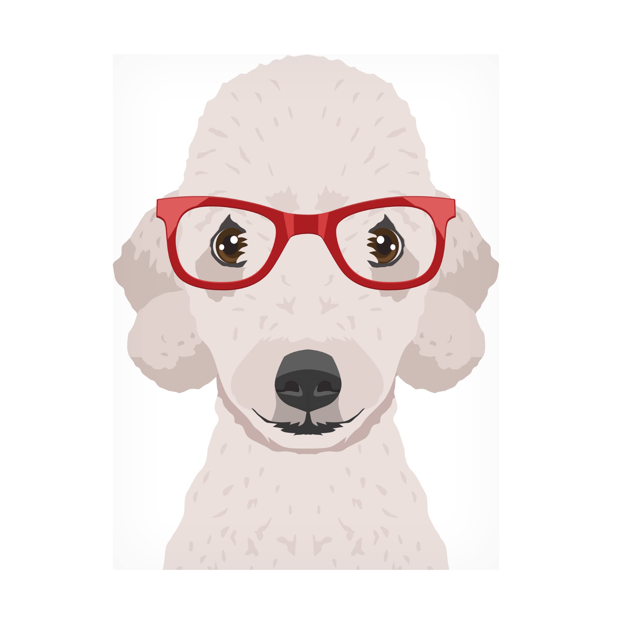 Bedlington Terrier Wearing Hipster Glasses Canvas Wall Art - Modern Dog Portrait Painting for Living Room, Bedroom Decor - Funny Pet Gift for Dog Lovers