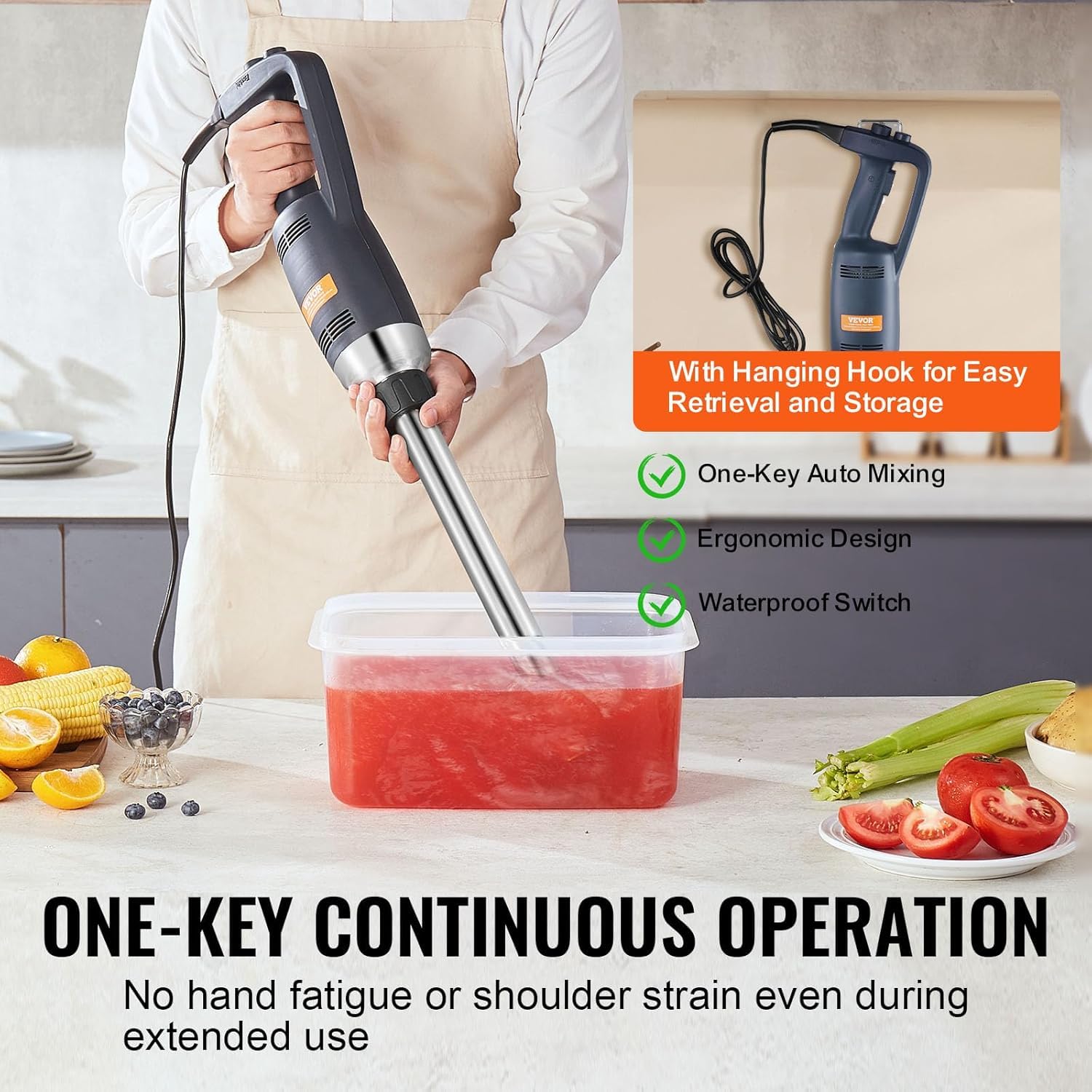 VEVOR 350W Commercial Immersion Blender - Heavy Duty Hand Mixer with 19.7