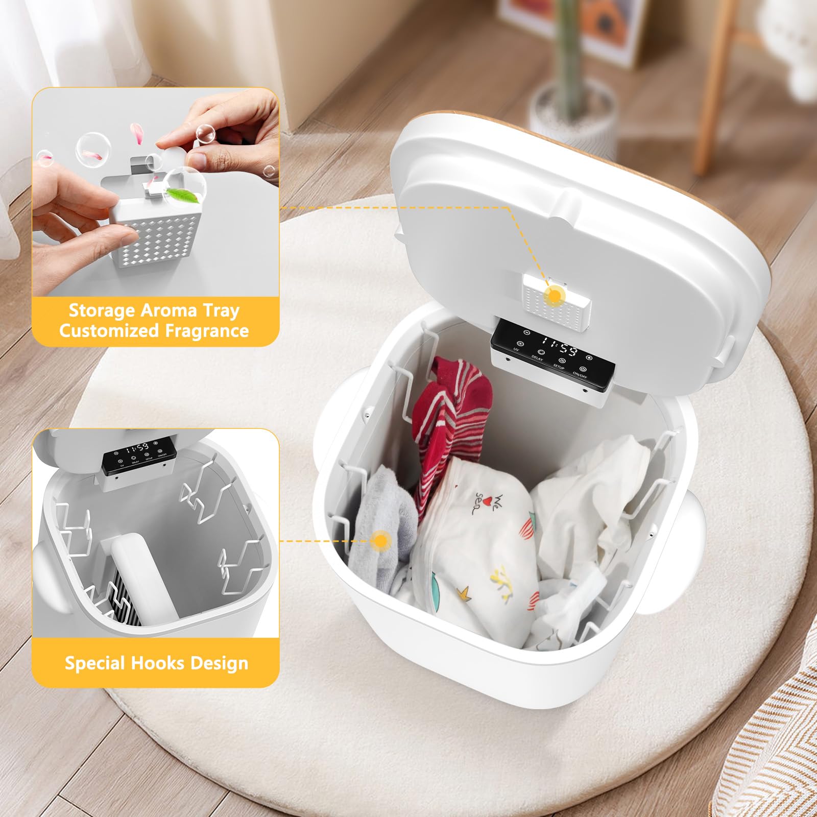 40L Luxury Towel Warmer Bucket with UV Lamp, LED Display, Fragrance Disc Holder & Adjustable Timer - Spa, Bathroom & Pool Accessories for Hotels, Salons & Home Relaxation (Wooden)
