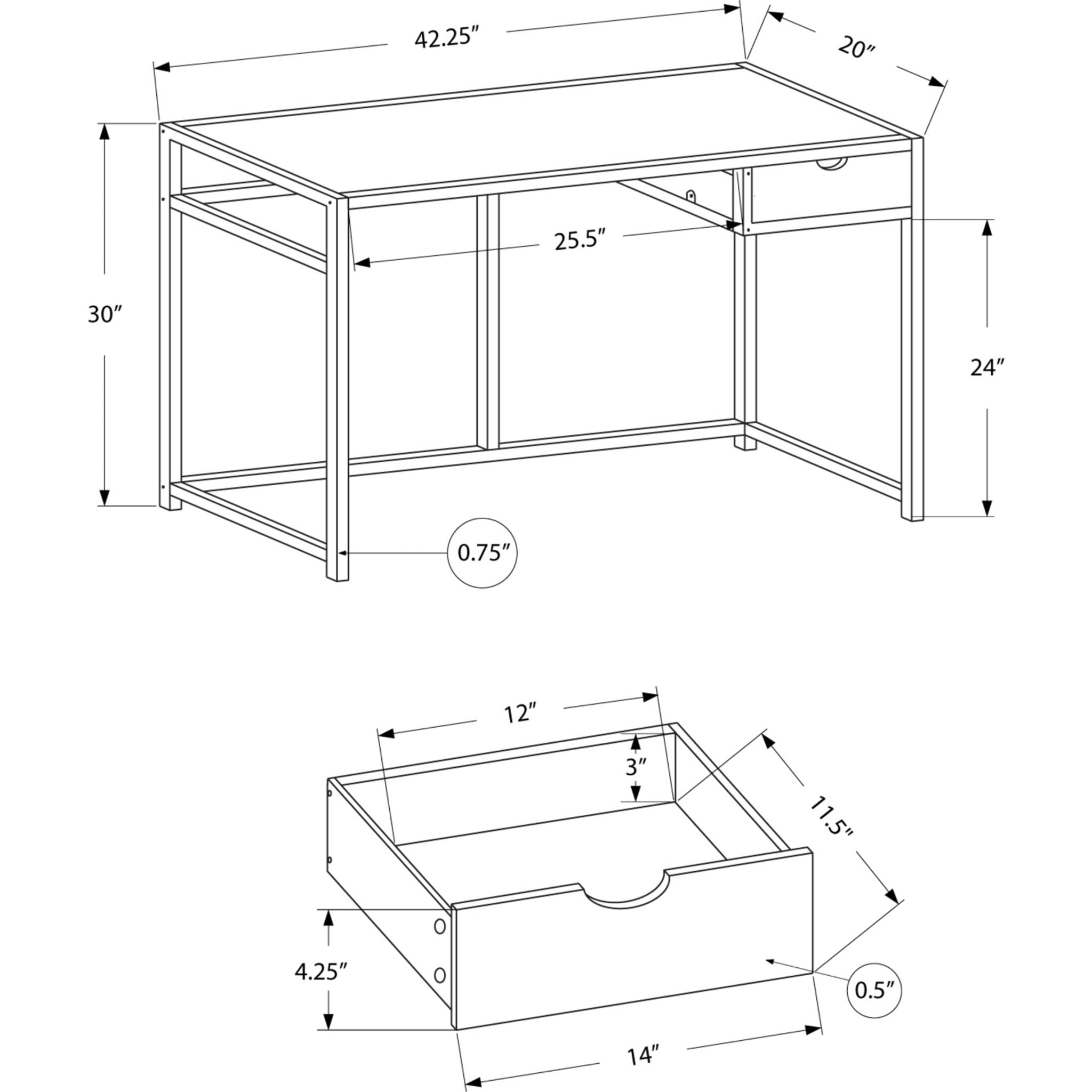 42 Inch Wooden Computer Desk with Storage Shelf - Brown & Black Finish for Home Office, Study, or Gaming Room