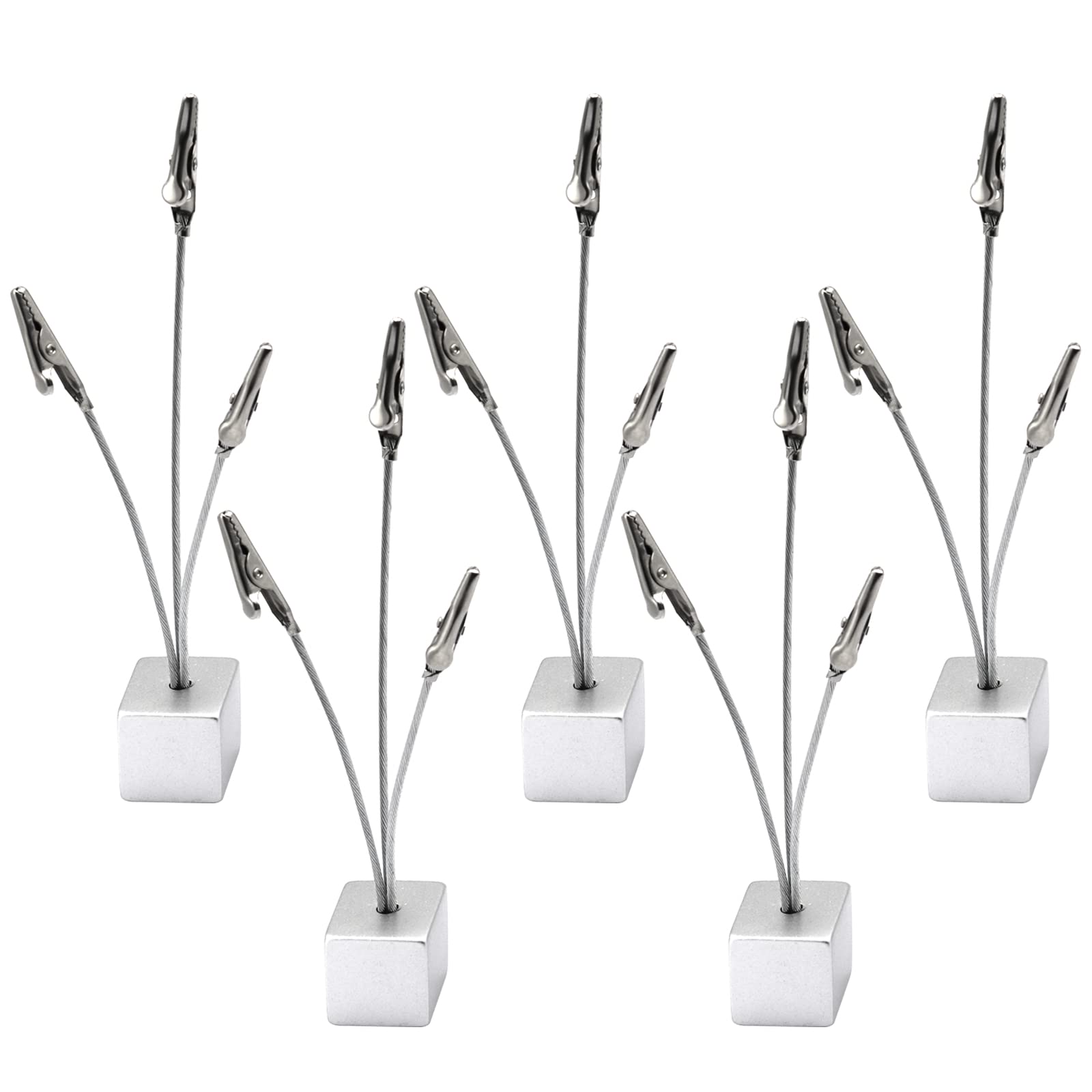 3-Pack Silver Picture Stand with 3 Clips - Versatile Card Holder, Memo Display & Photo Stand for Weddings, Restaurants, Birthdays - Perfect for Table Numbers, Food Signs & Notes Display