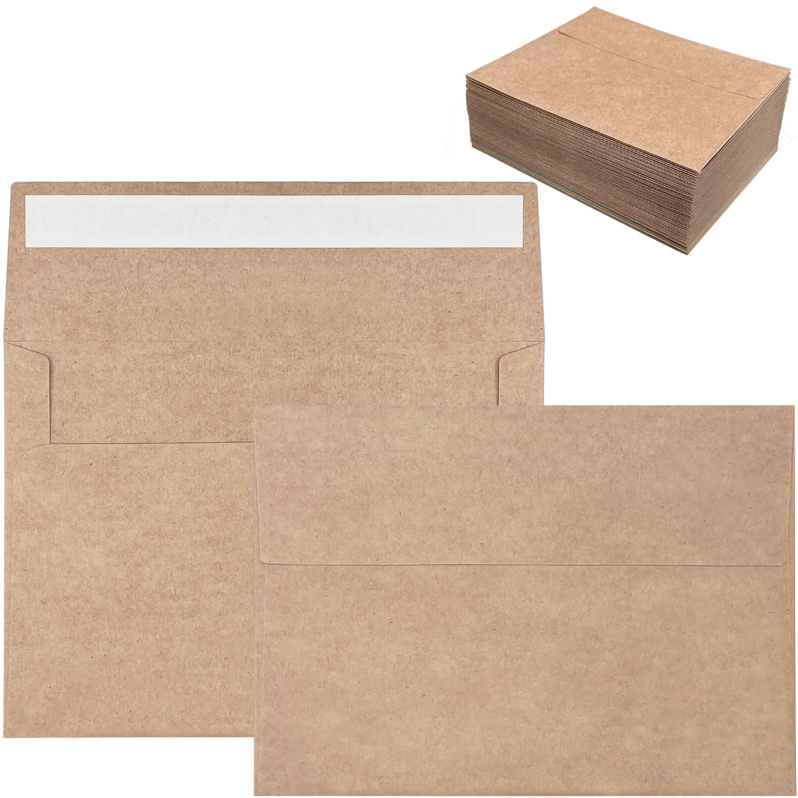 100 Pack 5x7 Kraft Envelopes - Self Seal A7 Invitation Envelopes for Wedding Cards, Photos & Greeting Cards | Eco-Friendly Brown Paper Envelopes for Graduation, Baby Shower & Party Invitations (Perfect for Mailing, Scrapbooking & Gift Packaging)