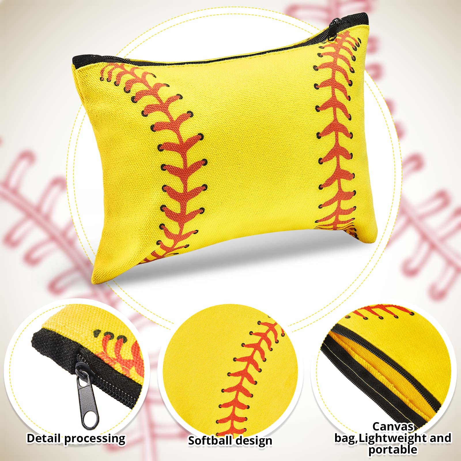24 Pack Sports Makeup Bags for Women & Girls - Waterproof Canvas Cosmetic Travel Organizer with Zipper - Perfect for Softball Team Gifts, Gym Essentials & Toiletry Storage (Great for Travel, Sports & Daily Use)