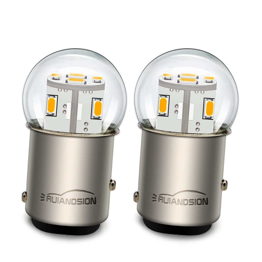 Ruiandsion 2-Pack 1157 LED Bulbs 12V BAY15D (2057/2357/7528 Compatible) - Warm White 3014 12SMD LED Chipsets for Backup, Reverse, Brake & Tail Lights - Perfect for Cars, Trucks, SUVs & Motorcycles