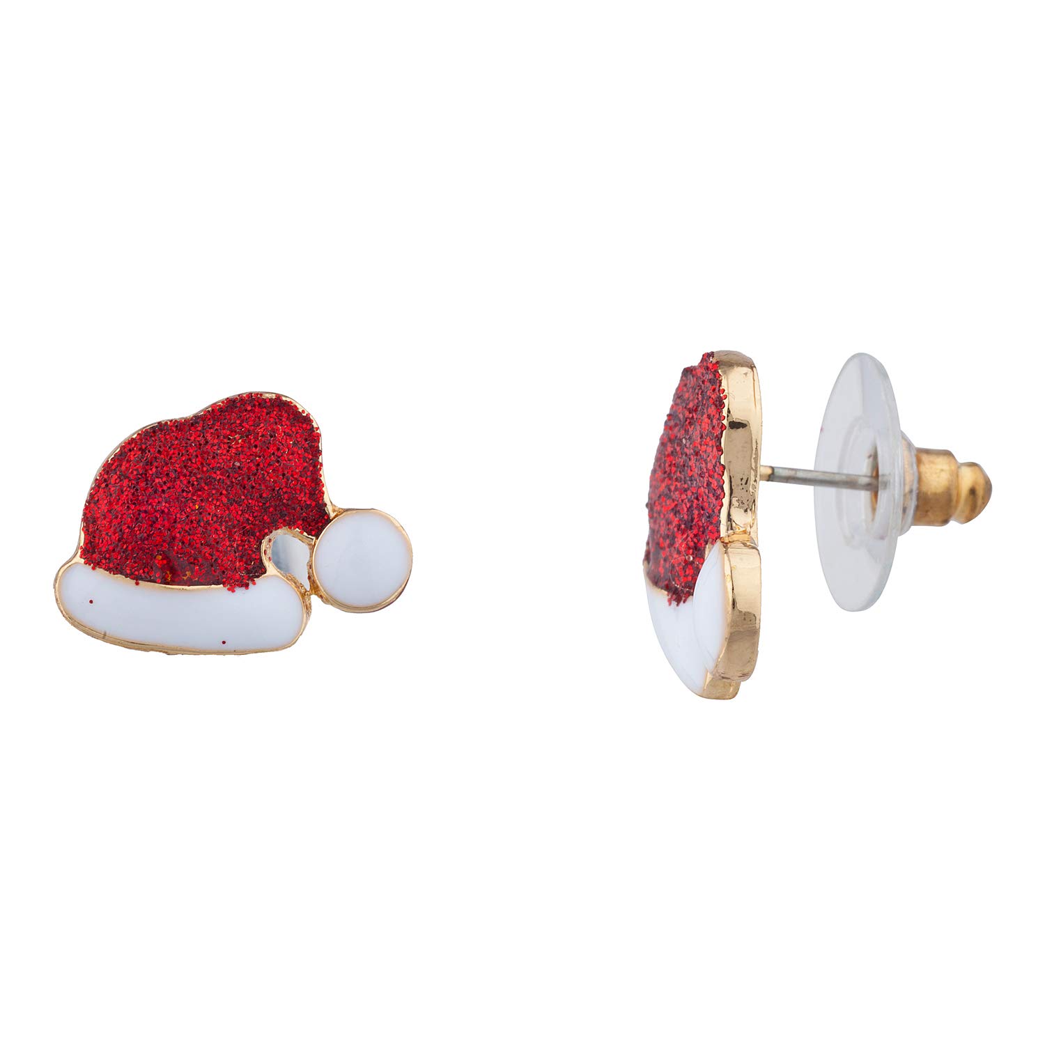 Gold Tone Christmas Tree & Red Hat Earrings - Festive Holiday Jewelry for Women, Party Accessories, Gift Ribbon Design - Perfect for Christmas Parties, Office Celebrations & Holiday Gifting