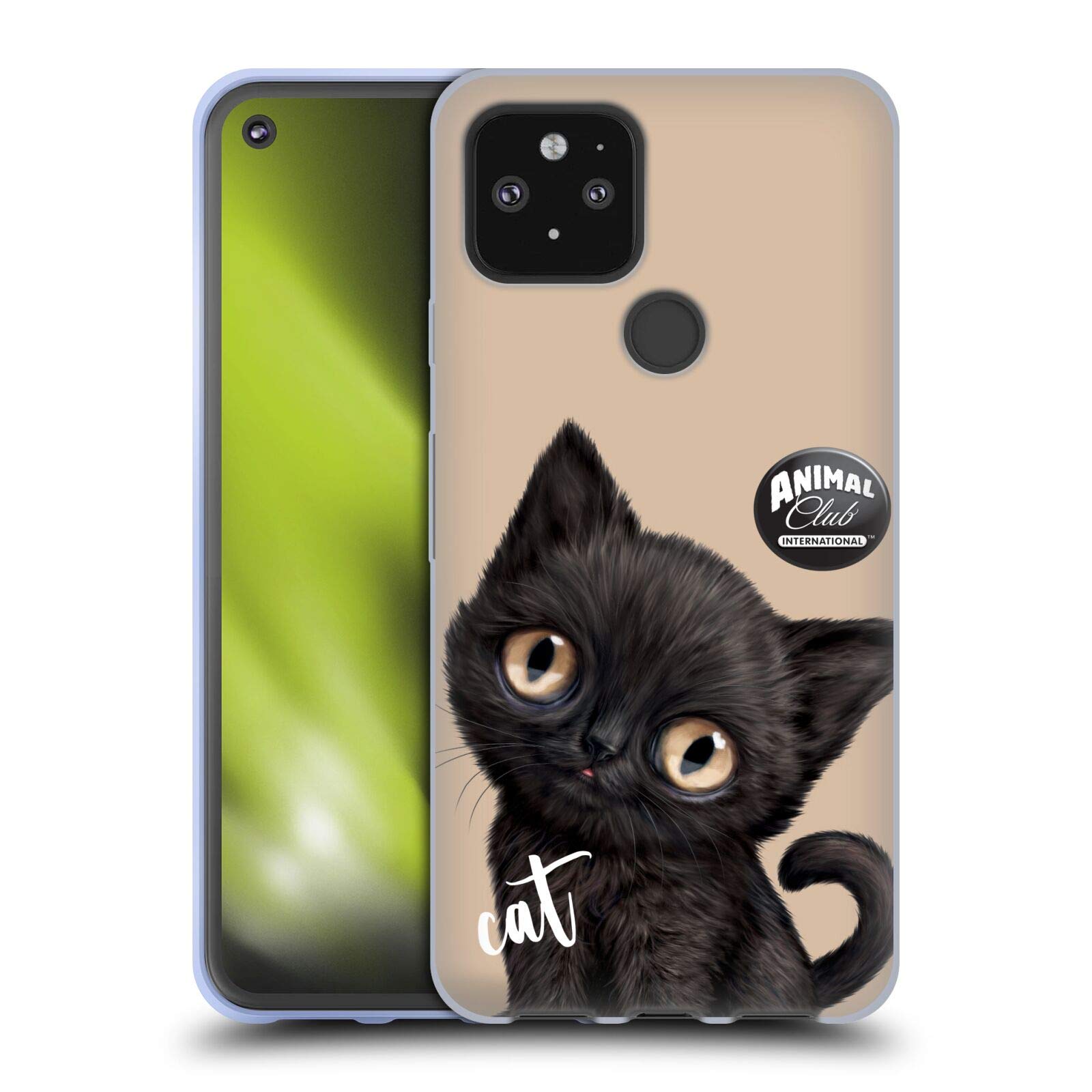 Head Case Designs Officially Licensed Animal Club International Black Cat Faces Soft Gel Case for Google Pixel 5 5G - Protective & Stylish Phone Cover for Daily Use