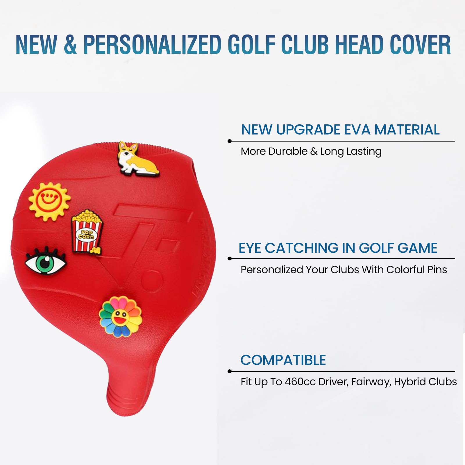 Premium EVA Plastic Golf Head Covers for Driver, Fairway Woods & Hybrid Clubs - Universal Fit for Right-Handed Golfers with Easy On/Off & Washable Design - Perfect for Golf Course Protection & Club Organization