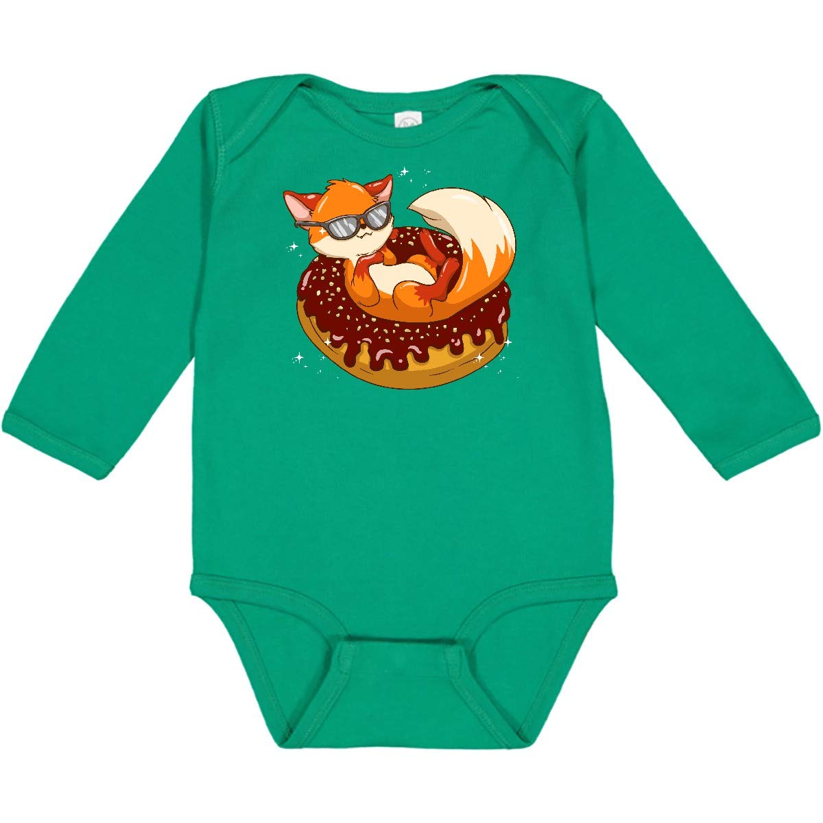 Inktastic Fox Funny Donut Lover Long Sleeve Baby Bodysuit - Cute Animal Print Onesie for Newborns & Infants - Perfect for Playtime, Photo Shoots & Gifts