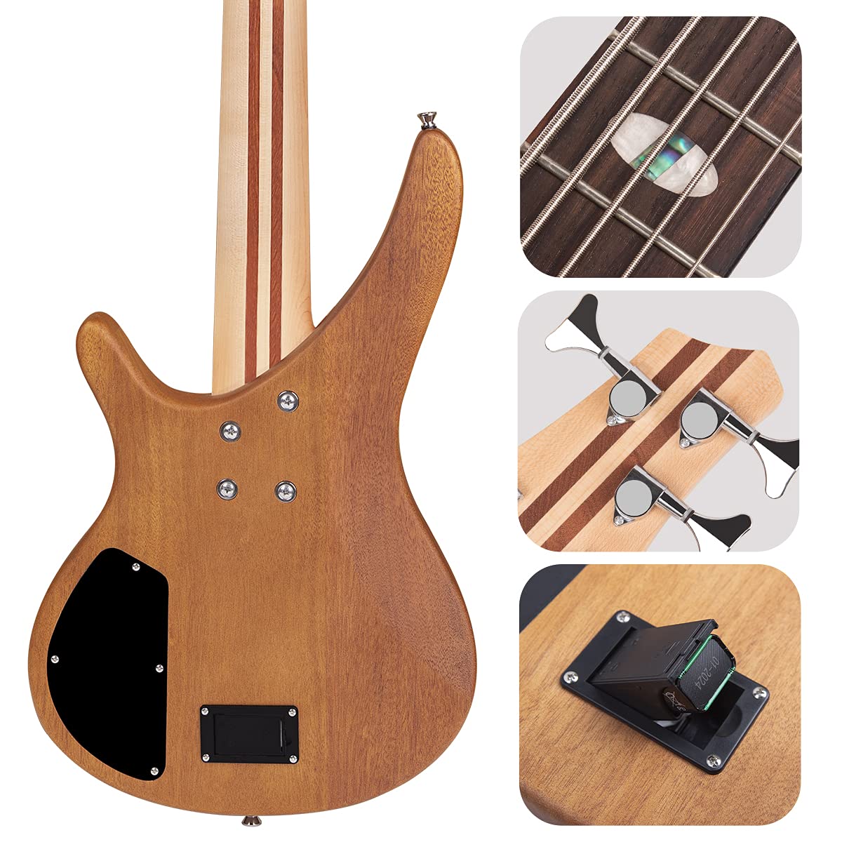 5-String Electric Bass Guitar Full Size P Bass Beginner Kit - Black with Gig Bag, Strap & Cable | Perfect for Beginners, Practice, Live Performances & Studio Recording