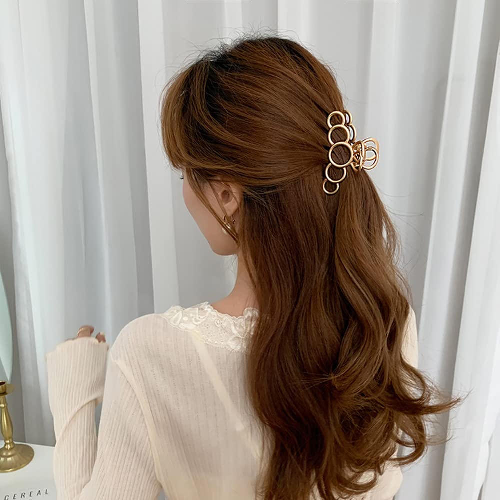 **4PCS Gold Metal Claw Hair Clips - Non-Slip Butterfly Flower Barrettes for Women & Girls | Perfect for Updos, Ponytails & Everyday Hairstyles**