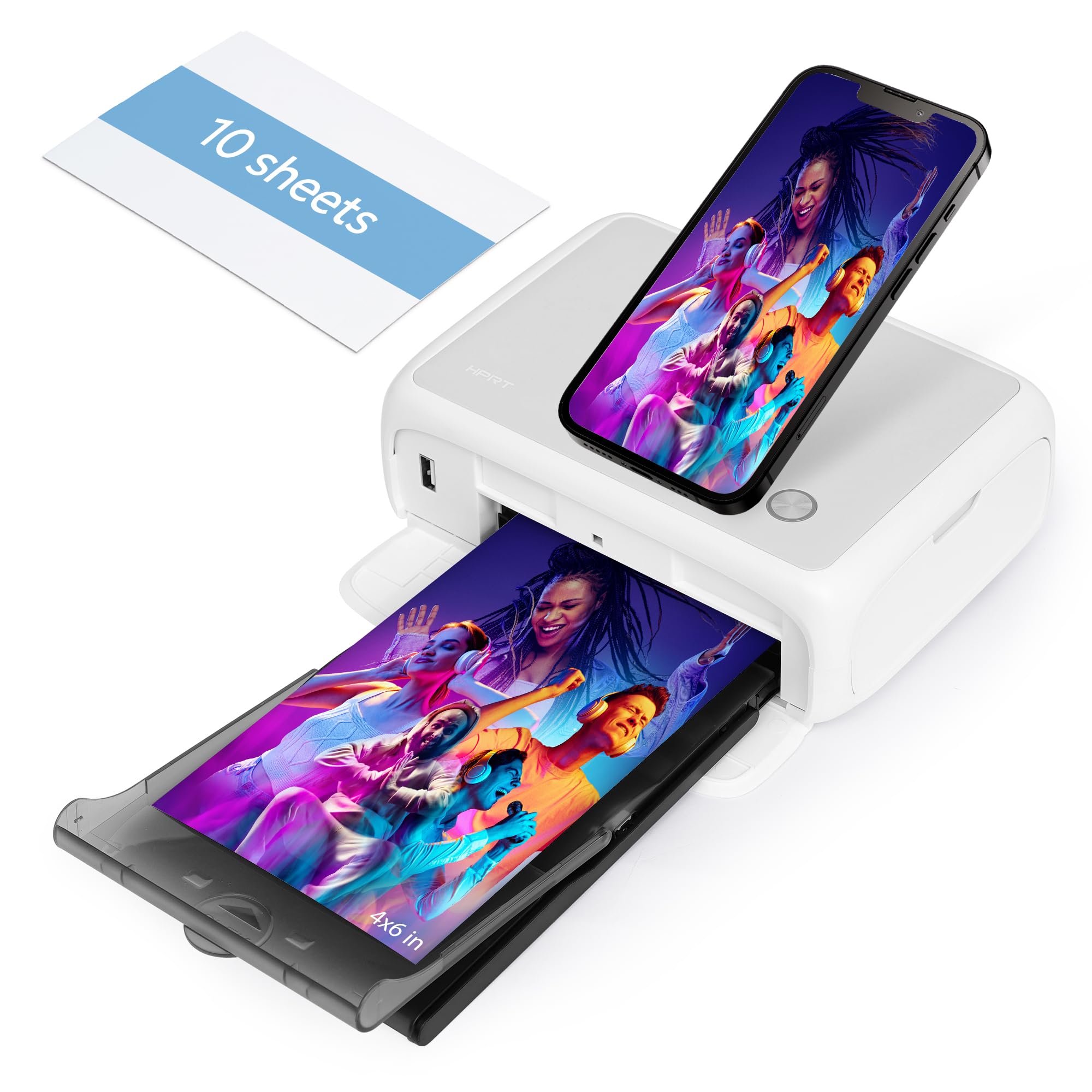 HPRT 4x6 Photo Printer - Wireless Instant Photo Printer for iPhone, Android, Laptop & MacBook | AR Video Printing & Thermal Dye Sublimation Technology | Includes 10 Sheets Photo Paper | Perfect for Home, Office & Travel Memories