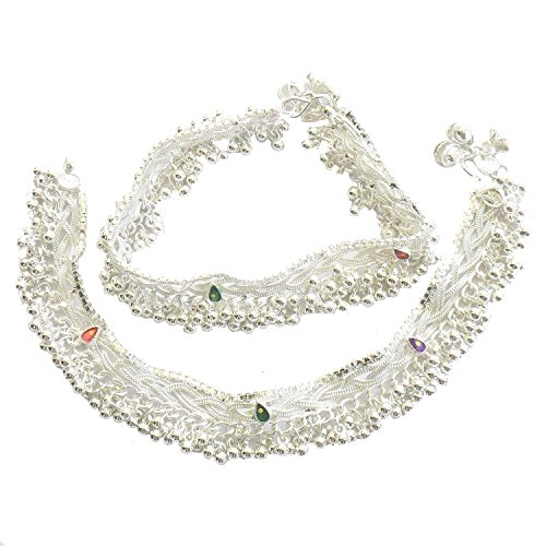 Frienemy Beaded Silver Ankle Bracelet for Women & Girls - Elegant Studded Anklet Jewelry #Frienemy-1790 | Perfect for Beach Vacations, Summer Outfits & Boho Fashion