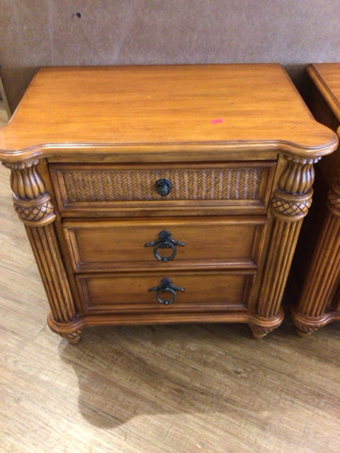 Refurbished Endura TB Style 3-Drawer Nightstand with Minor Surface Scratches - Vintage Bedside Table for Small Spaces, Dorm Rooms & Apartment Decor