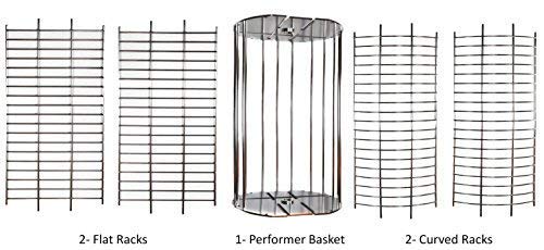 OneGrill Performer Series Kamado Grill Rotisserie Spit Rod Basket - Stainless Steel Dual Tumble & Flat Basket for 5/16