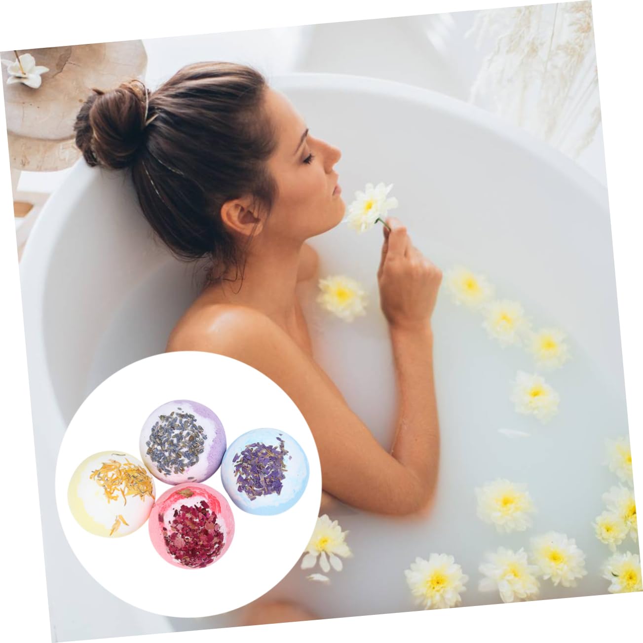 4 Pack Scented Bath Bubbles & Moisturizing Bath Salts Set - Spa Shower Balls for Relaxation & Skin Care - Perfect for Home Spa, Gift Giving & Stress Relief