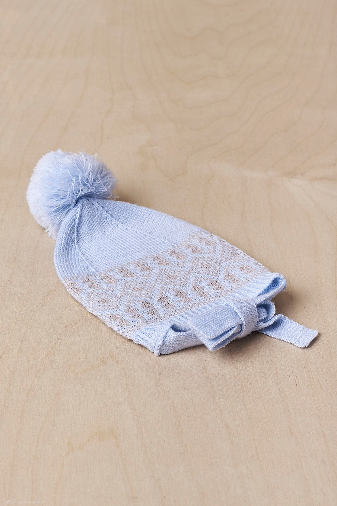 Baby Blue Merino Wool Pom Pom Hat - Soft & Warm Winter Beanie for Infants & Toddlers - Perfect for Outdoor Play, Snow Days & Photo Shoots