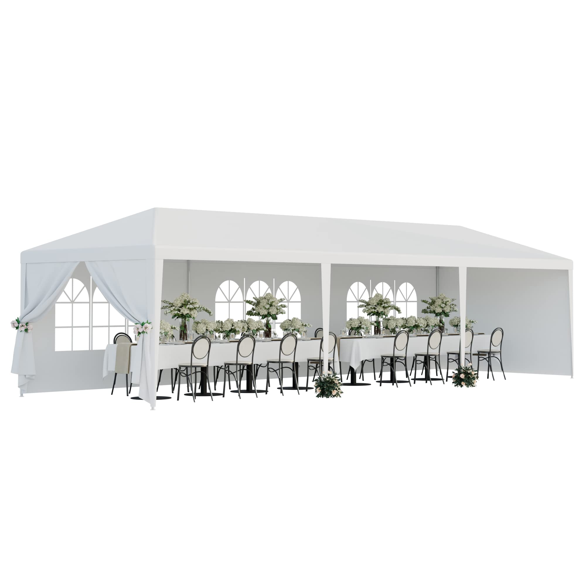 10x30 Heavy Duty Waterproof Party Tent - Outdoor Wedding Canopy with Removable Sidewalls - White Gazebo Shelter for BBQ, Events & Parties - Perfect for Backyard Gatherings, Festivals & Commercial Use