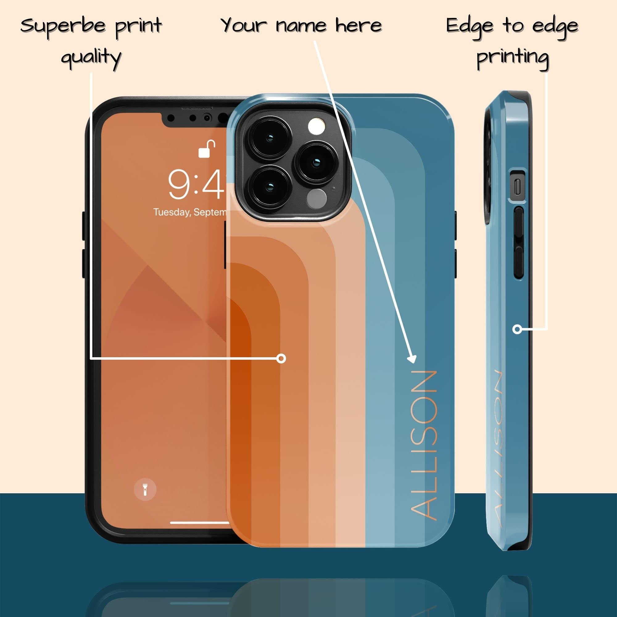 **Retro Pastel Rainbow Custom Name Personalized Phone Case - Compatible with iPhone 16 Plus, 15 Pro Max, 14, 13 Mini, 12, 11, X/XS Max, XR, 7/8 - Unique Gift for Women, Men, Teens - Perfect for Everyday Use, Travel & Special Occasions**