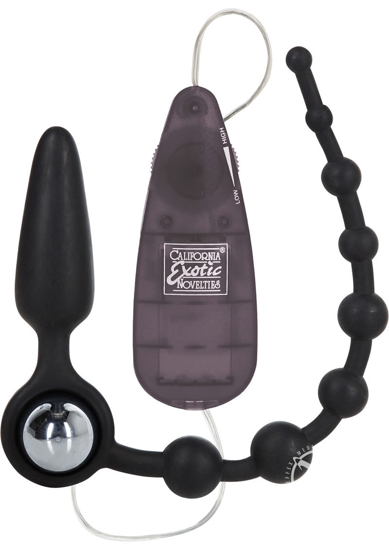 Premium Silicone Vibrating Butt Plug with Anal Beads & Wireless Remote - Black - Perfect for Couples Play and Solo Pleasure