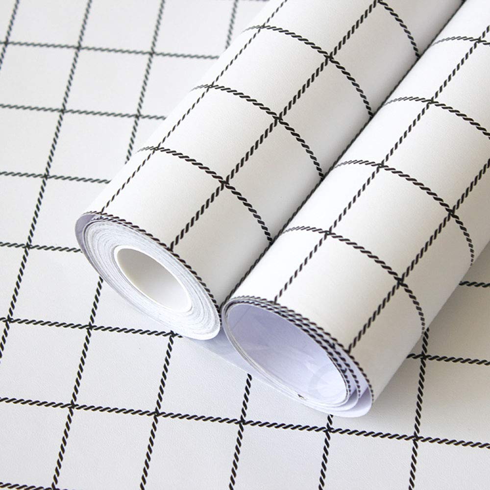 Self-Adhesive Vinyl Plaid Shelf & Drawer Liner - Peel and Stick Contact Paper for Kitchen Backsplash, Wall Decor, Dresser & Crafts - Decorative Decal (17.7