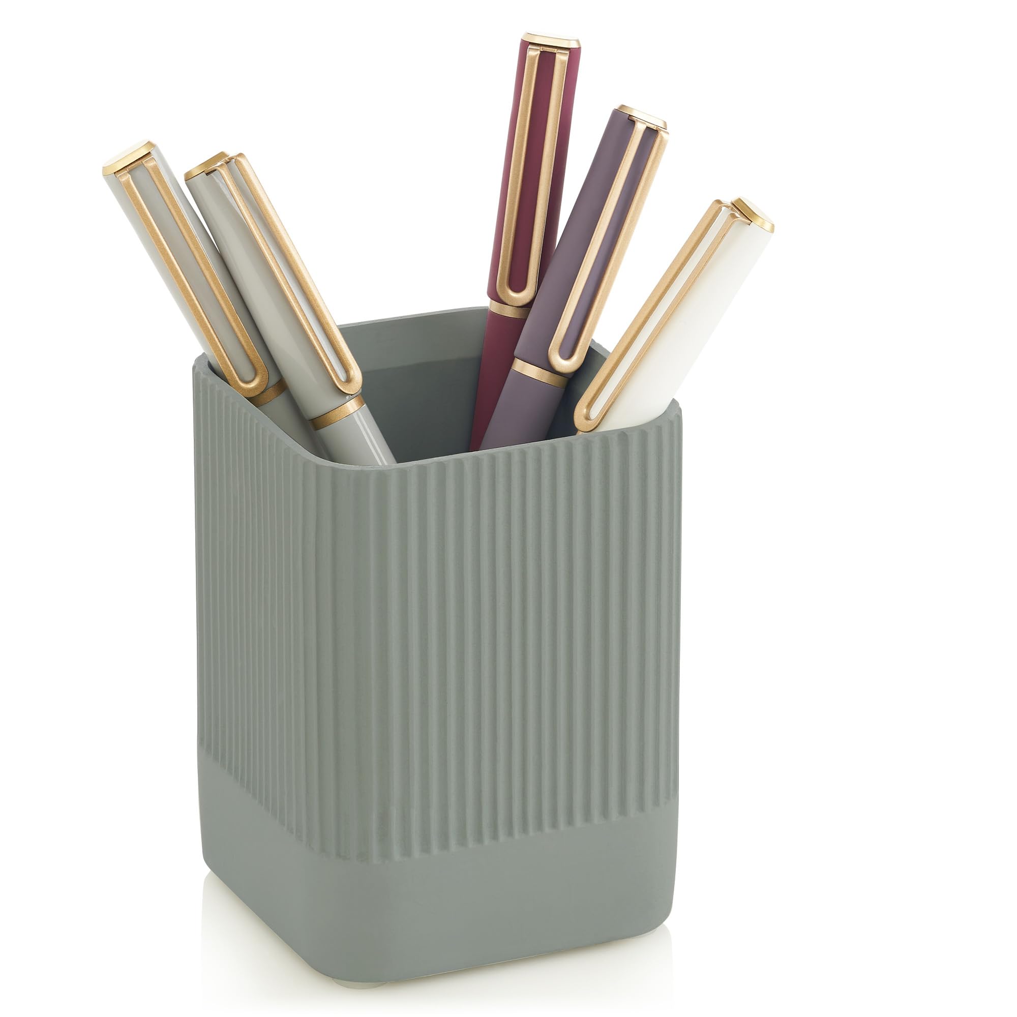 KIBAGA Modern Concrete Pen Holder - Aesthetic Desk Organizer for Pencils, Pens & Office Supplies - Stylish Office Decor & Functional Workspace Accessory - Perfect for Home Office, Study & Workspace Organization
