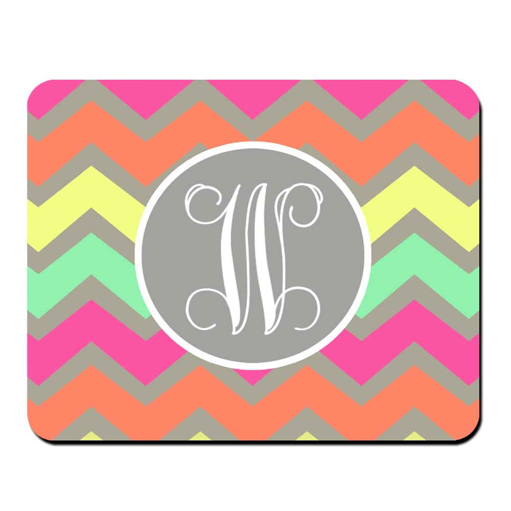 Personalized Monogram Vintage Initial W Gaming Mouse Pad - Custom Chevron Design Large Mousepad (15.7x11.8 inches) for Christmas Gifts, Friends & Family - Perfect for Office, Gaming Setup & Home Computer Workstation