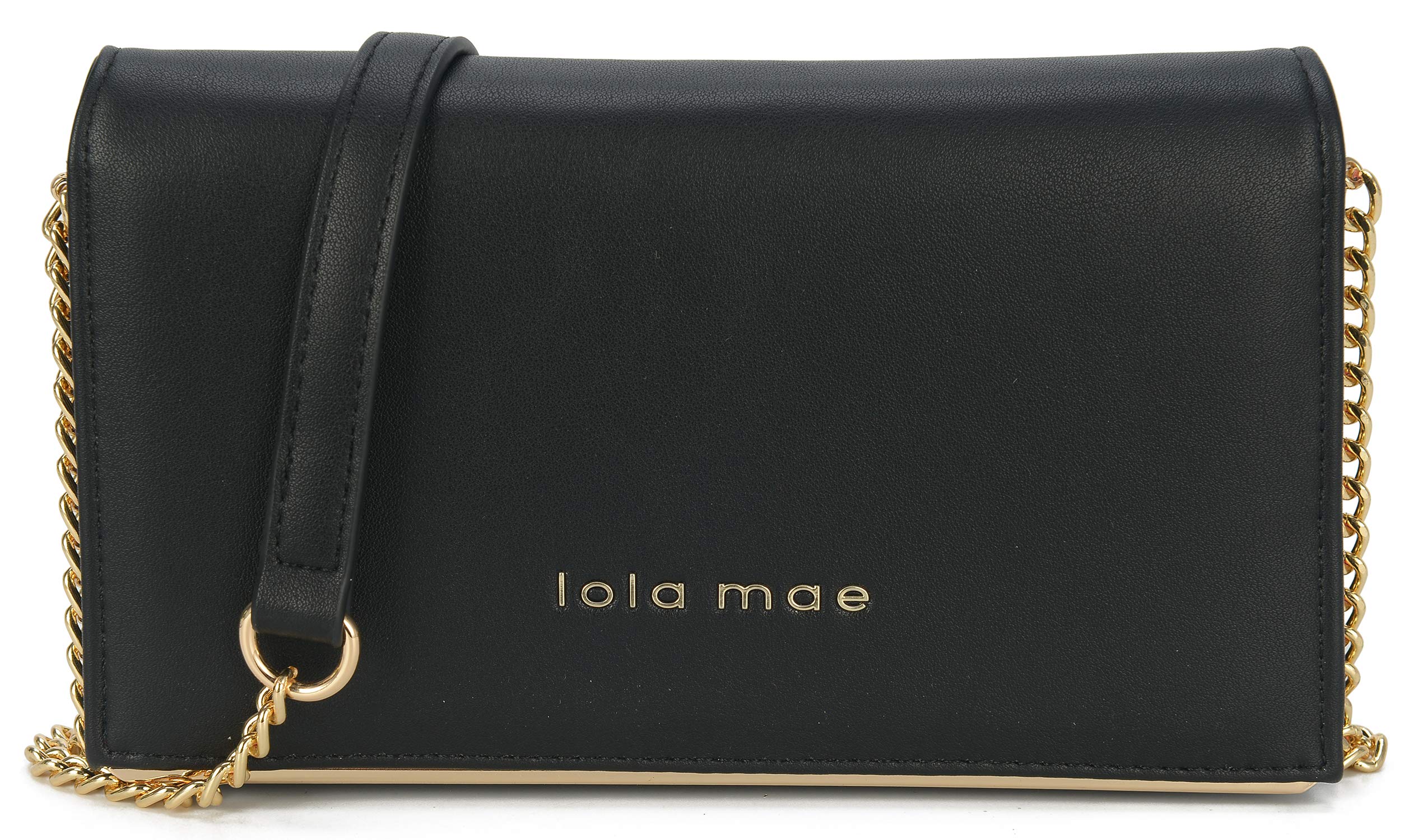 Lola Mae Women's Wallet Clutch with Phone Holder & Detachable Strap - Crossbody Purse Fold-Over Bag for Everyday Use (Black) | Perfect for Work, Travel, and Night Out Accessories